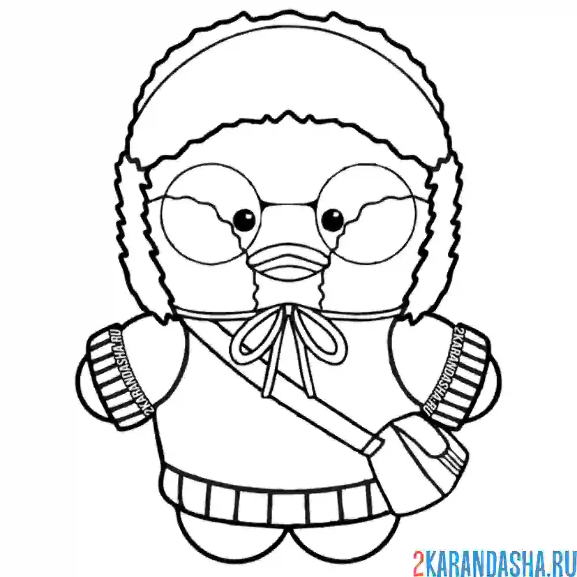 Раскраска уточка лалафанфан в зимней одежде