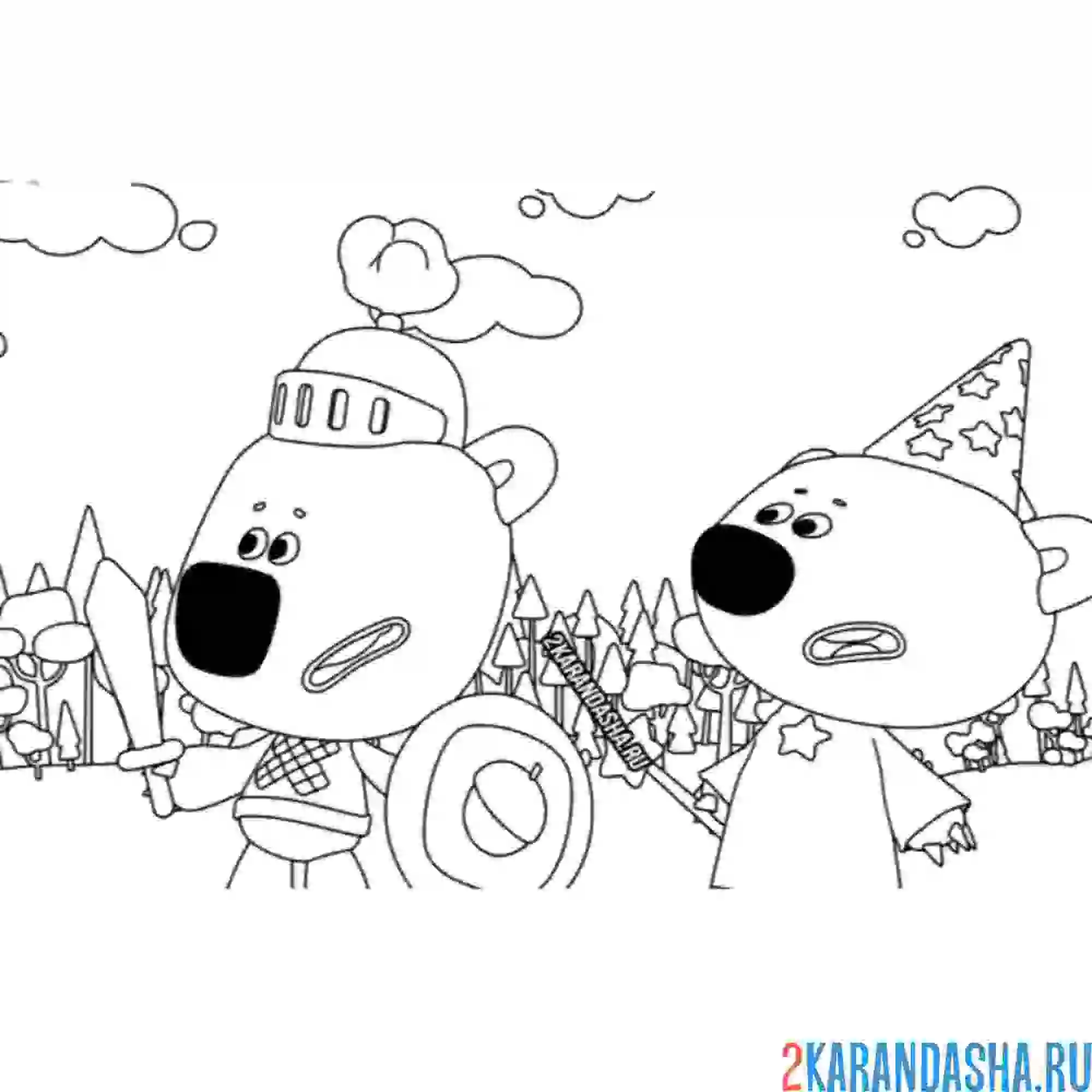 Раскраска ми-ми-мишки кеша и тучка