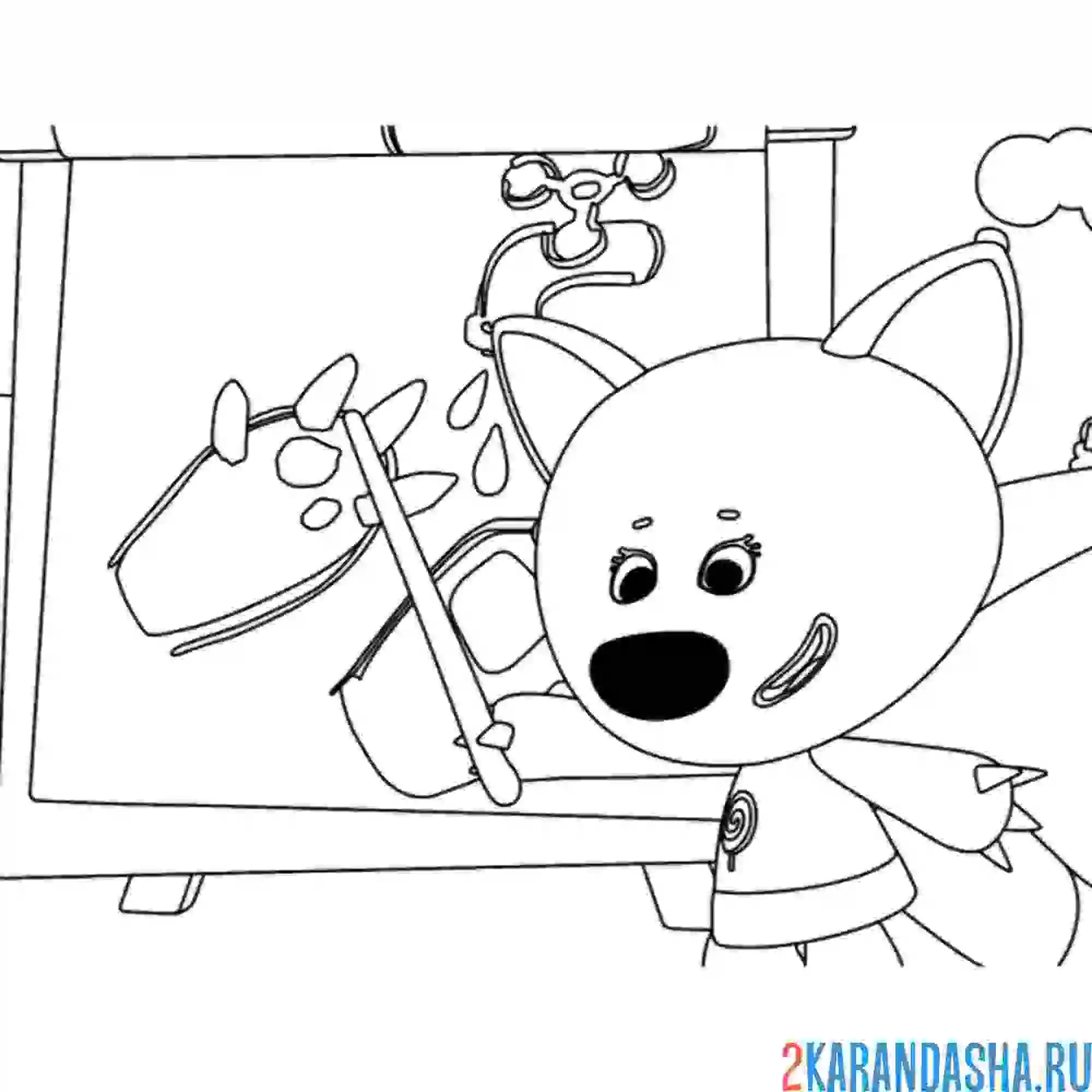 Раскраска лисичка ми-ми-мишки преподает