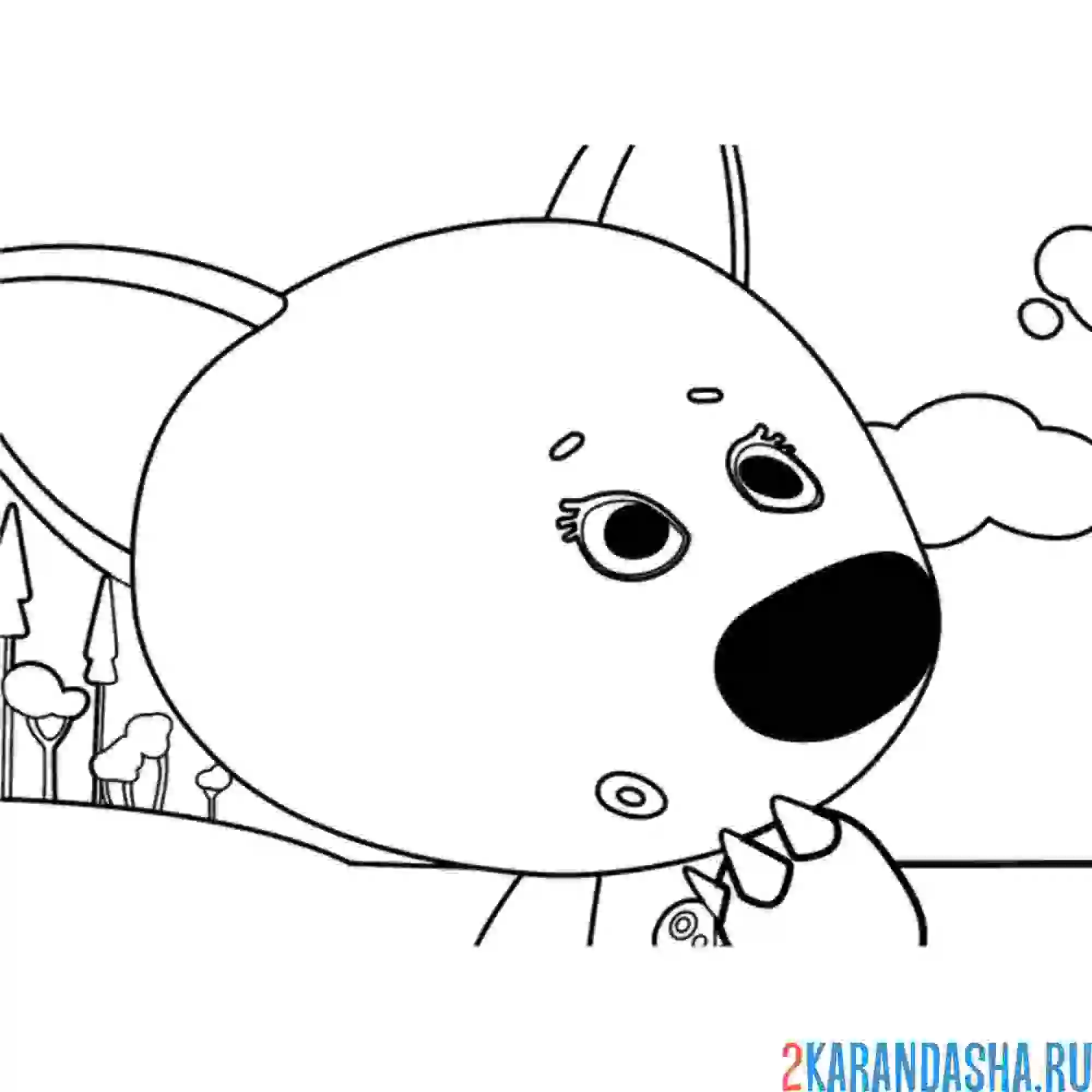 Раскраска ми-ми-мишки лисичка задумалась