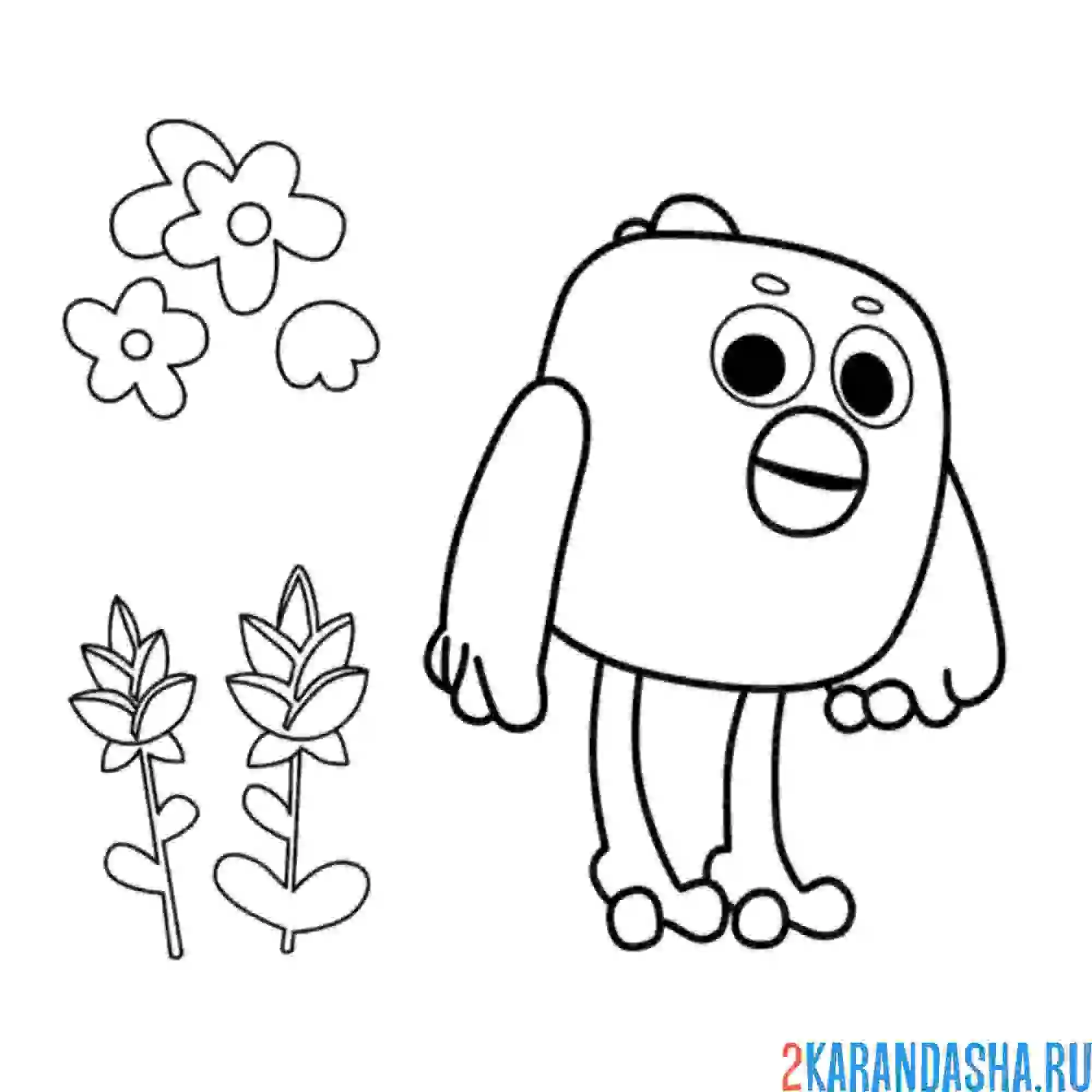 Раскраска ми-ми-мишки цыпа и цветочки