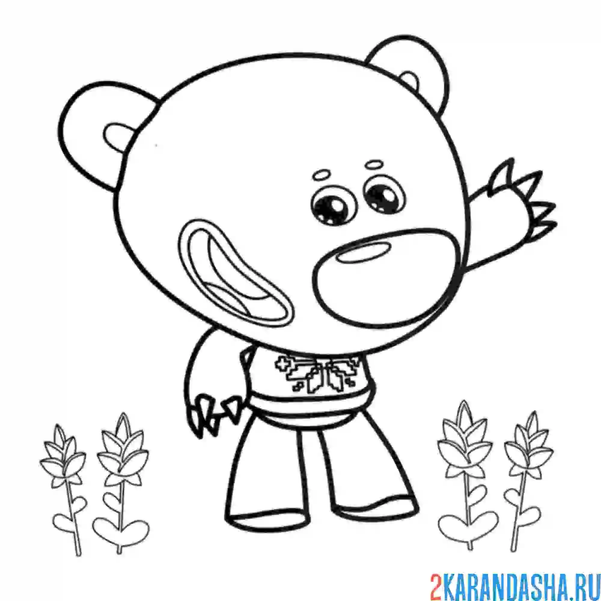 Раскраска ми-ми-мишки тучка смотрит цветы