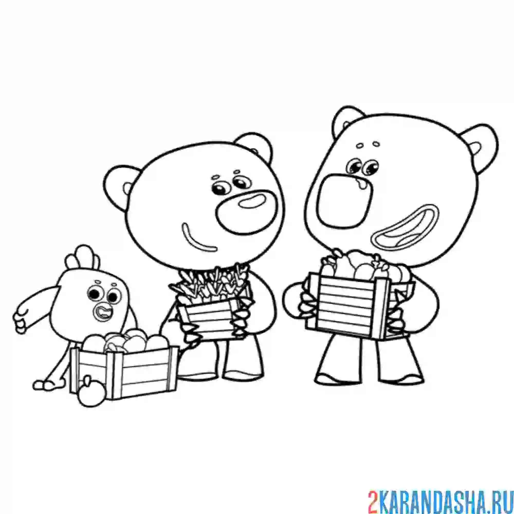 Раскраска ми-ми-мишки персонажи с едой