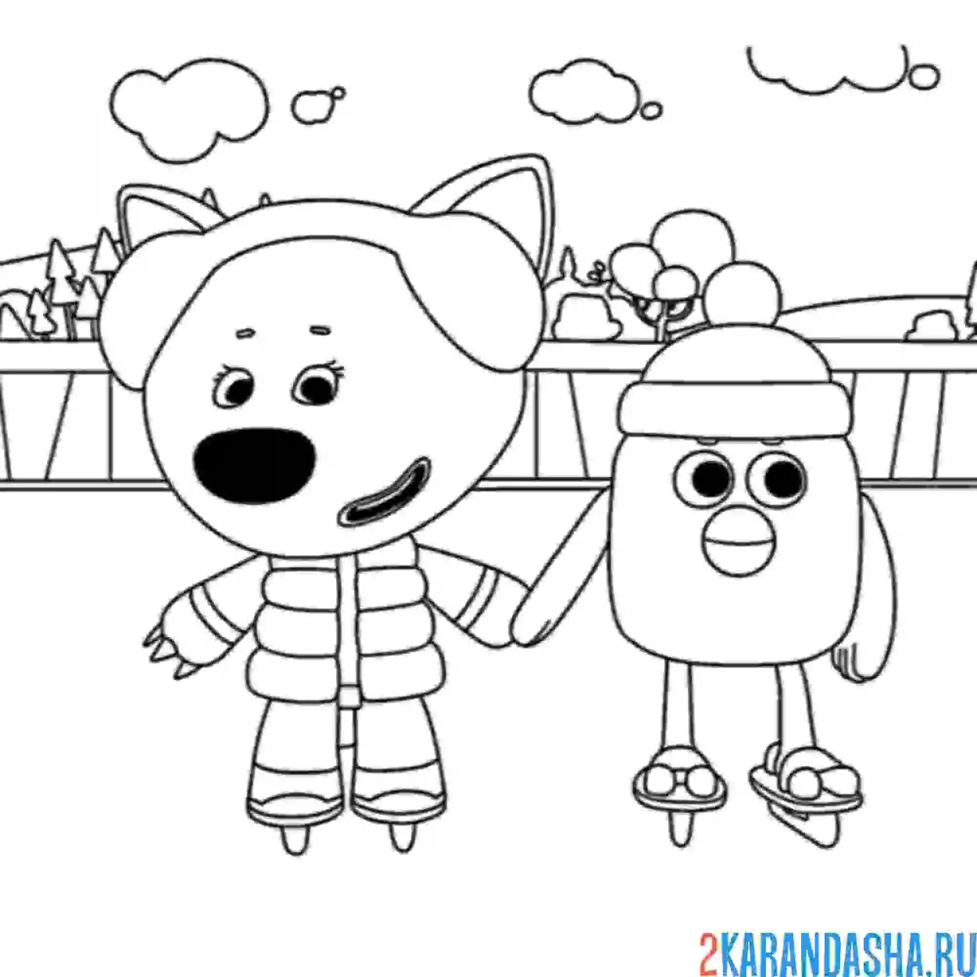 Раскраска ми-ми-мишки цыпа и лисичка