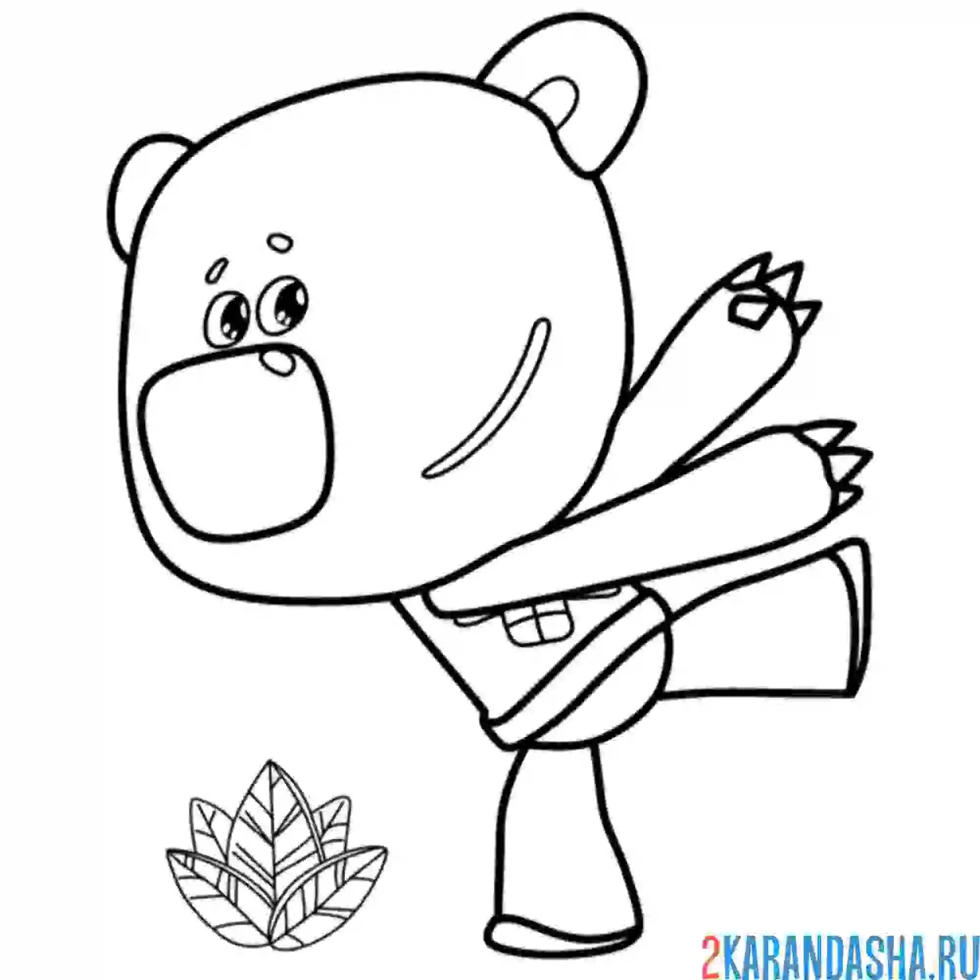 Раскраска кеша учит новое движение ми-ми-мишки