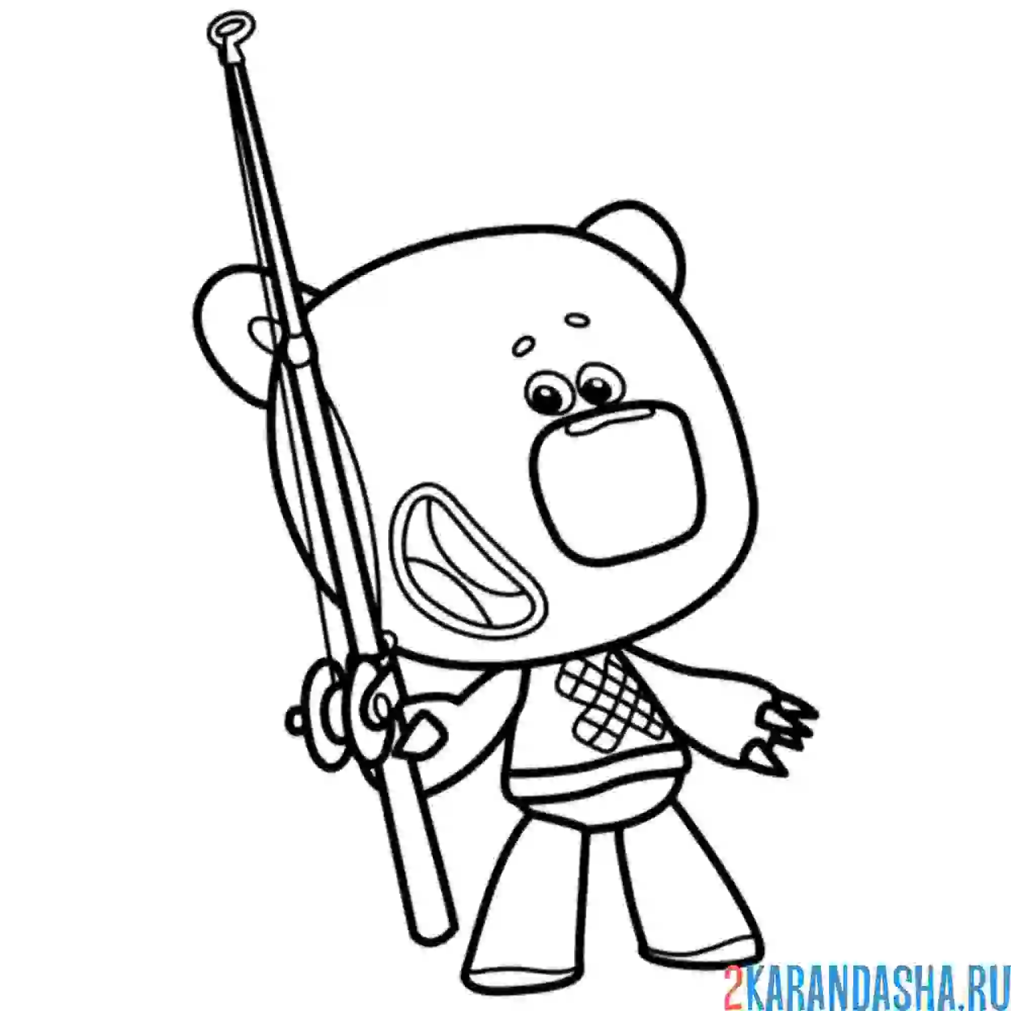 Раскраска кеша рыбак ми-ми-мишки