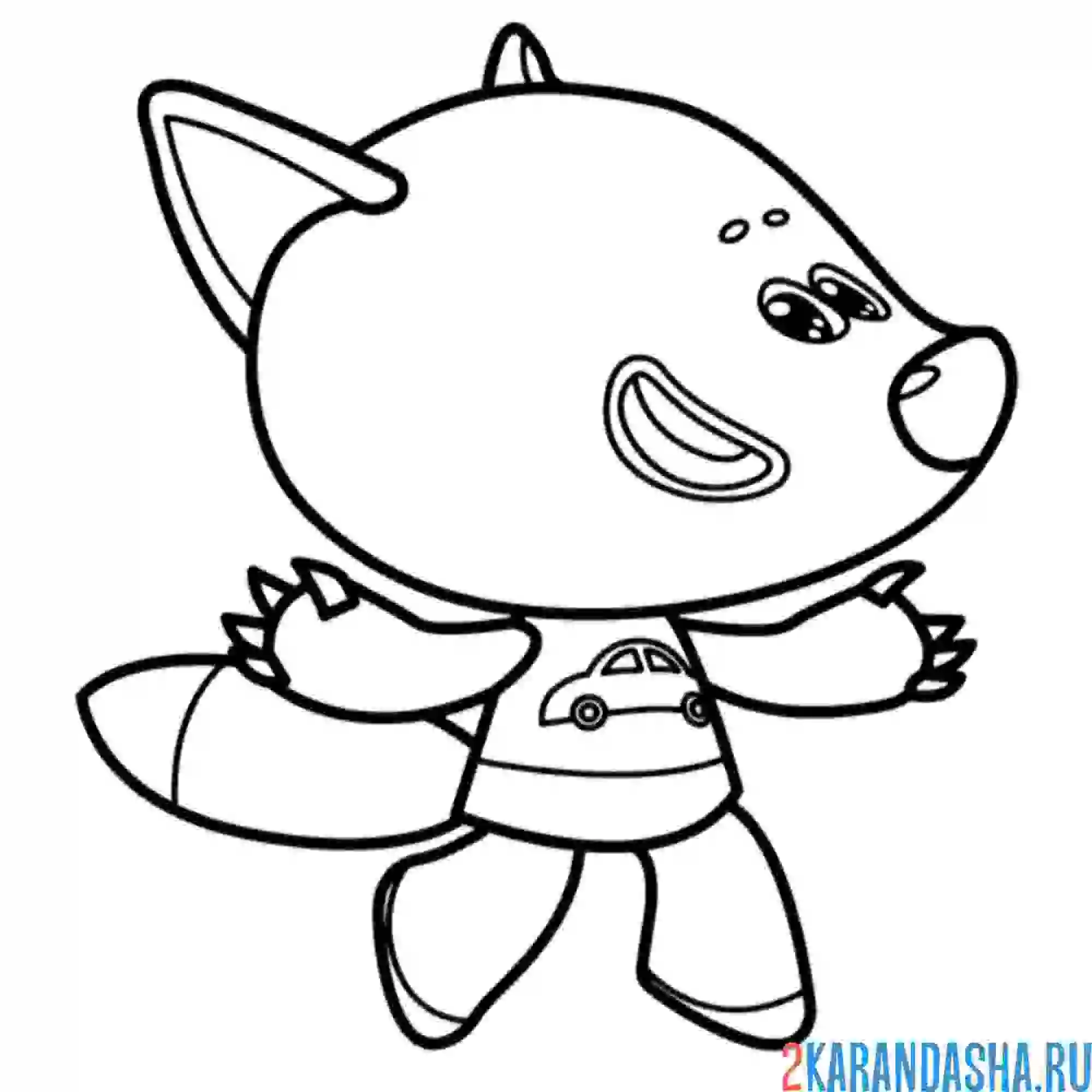 Раскраска лисенок счастлив ми-ми-мишки