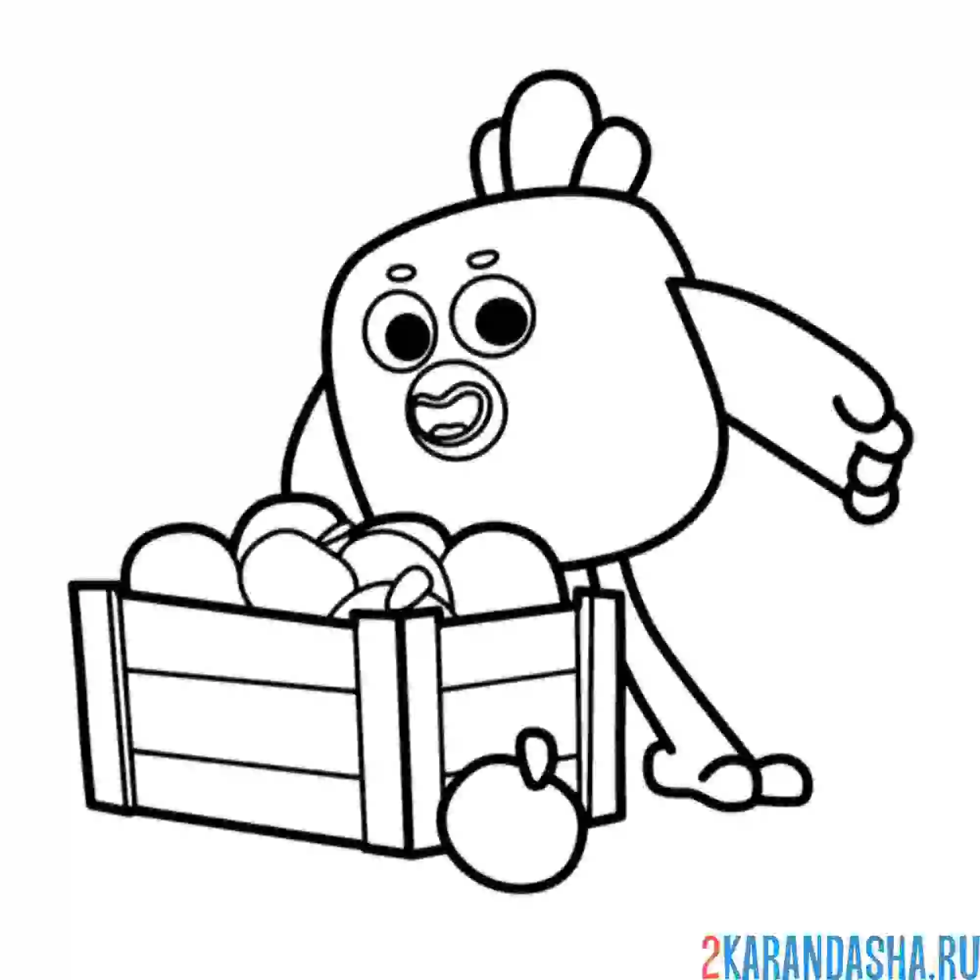 Раскраска цыпа с фруктами ми-ми-мишки