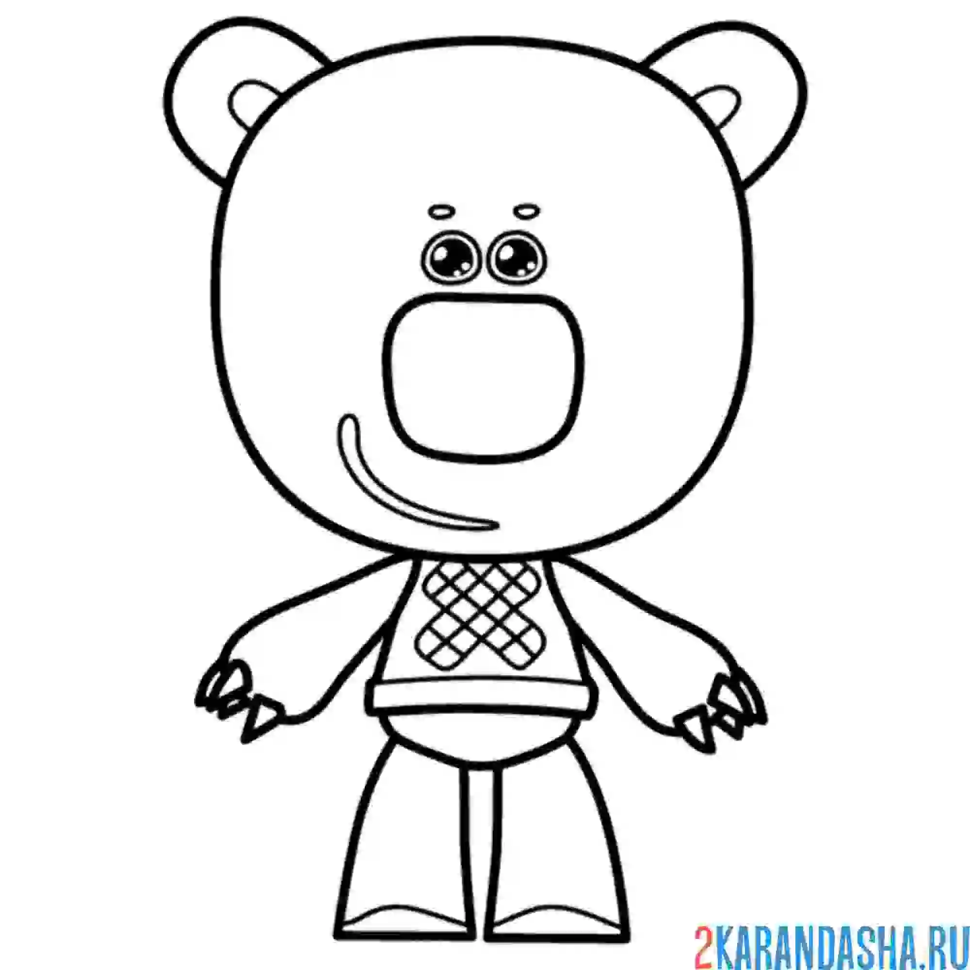 Раскраска кеша медведь ми-ми-мишки