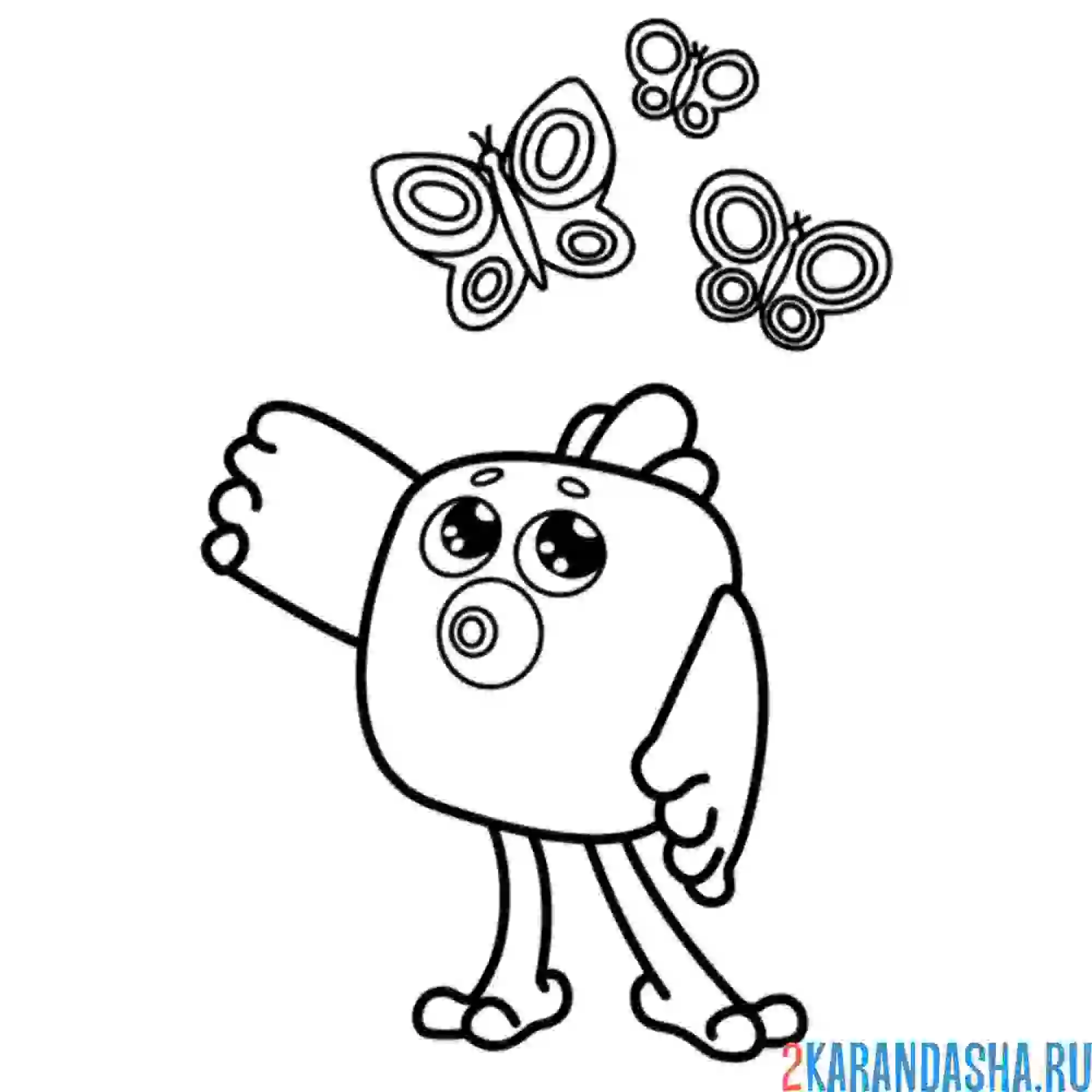 Раскраска ми-ми-мишки цыпа поет бабочкам