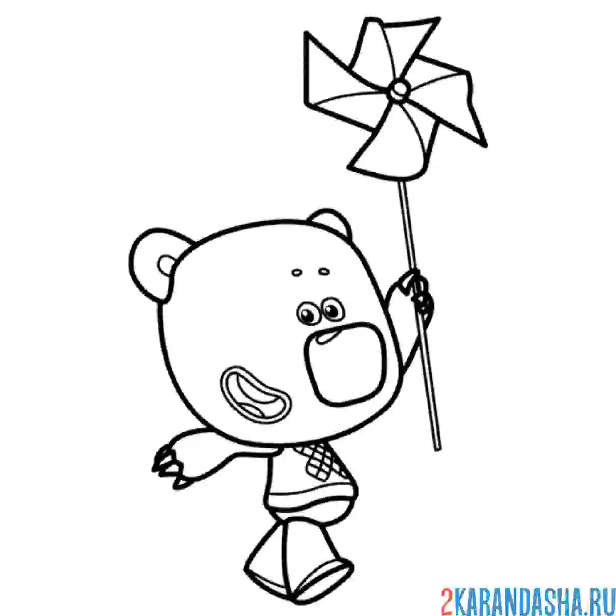 Раскраска кеша с вертушкой ми-ми-мишки