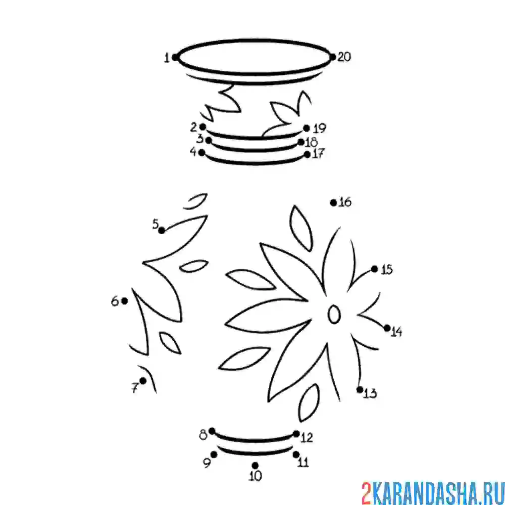 Раскраска обведи по номерам вазу
