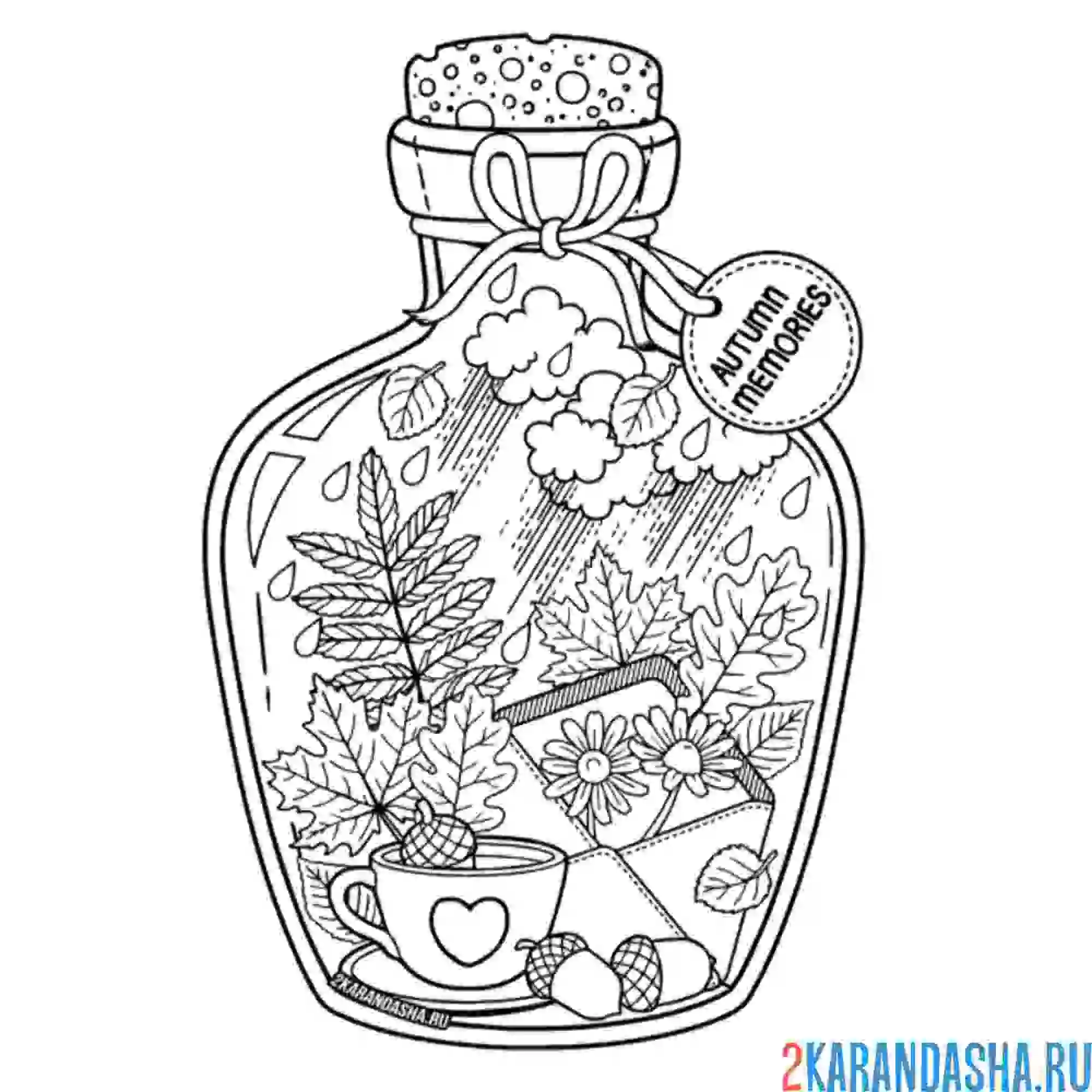 Раскраска бутылка для осени