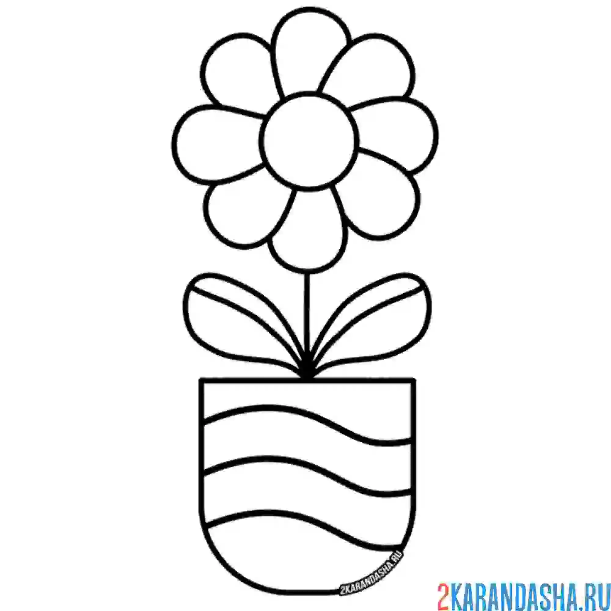 Раскраска ваза-горшок с одним цветком