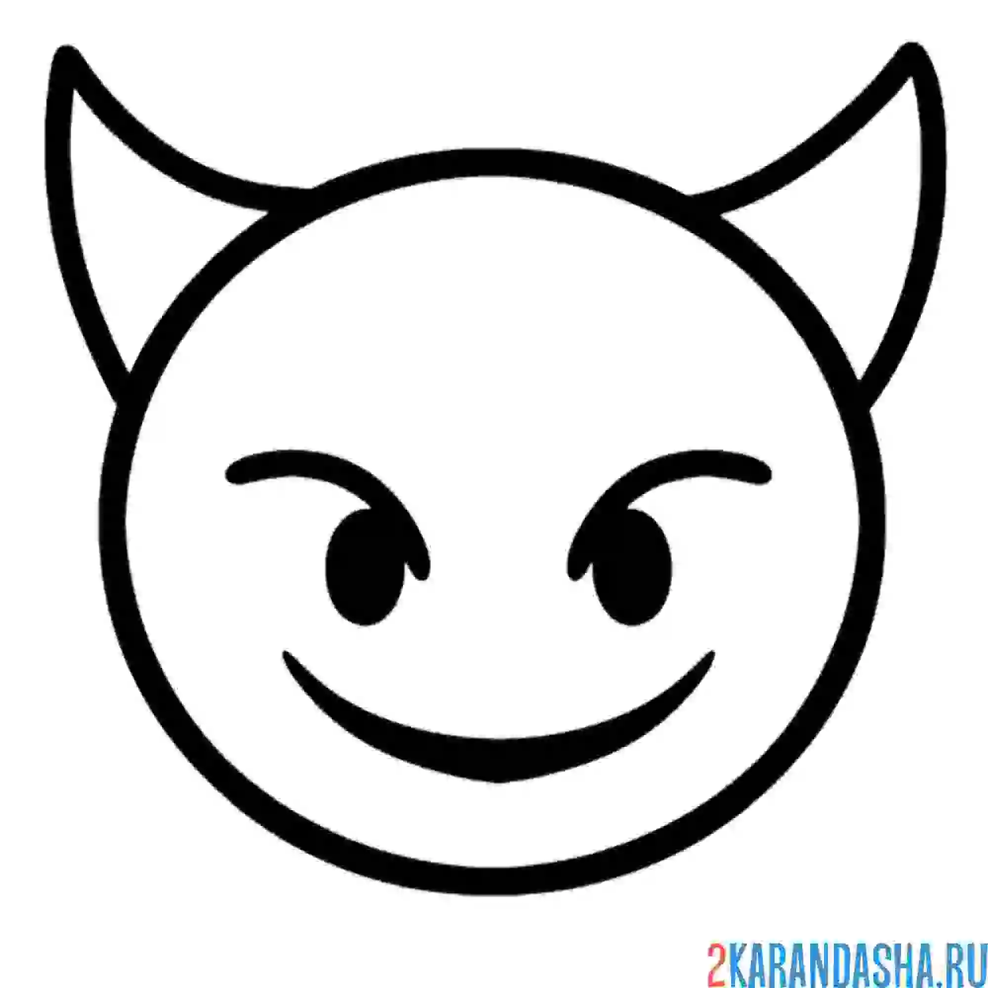 Раскраска смайлик чертенок