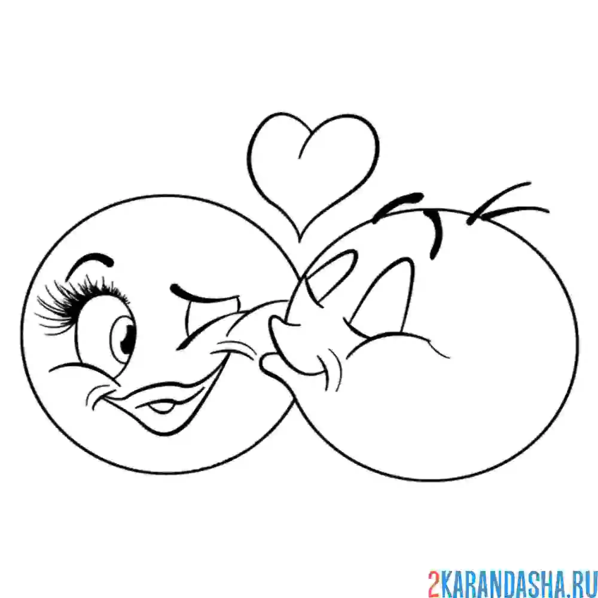 Раскраска смайлик целует