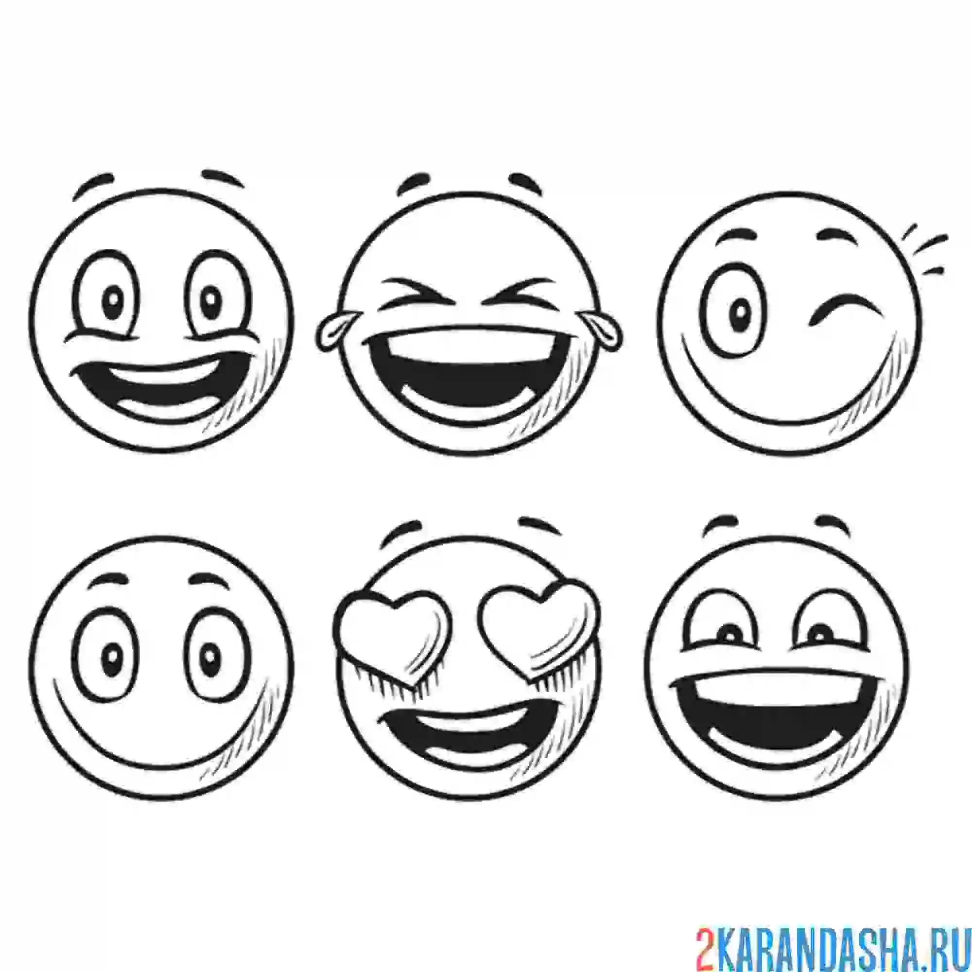 Раскраска смайлик сердечко, смеется
