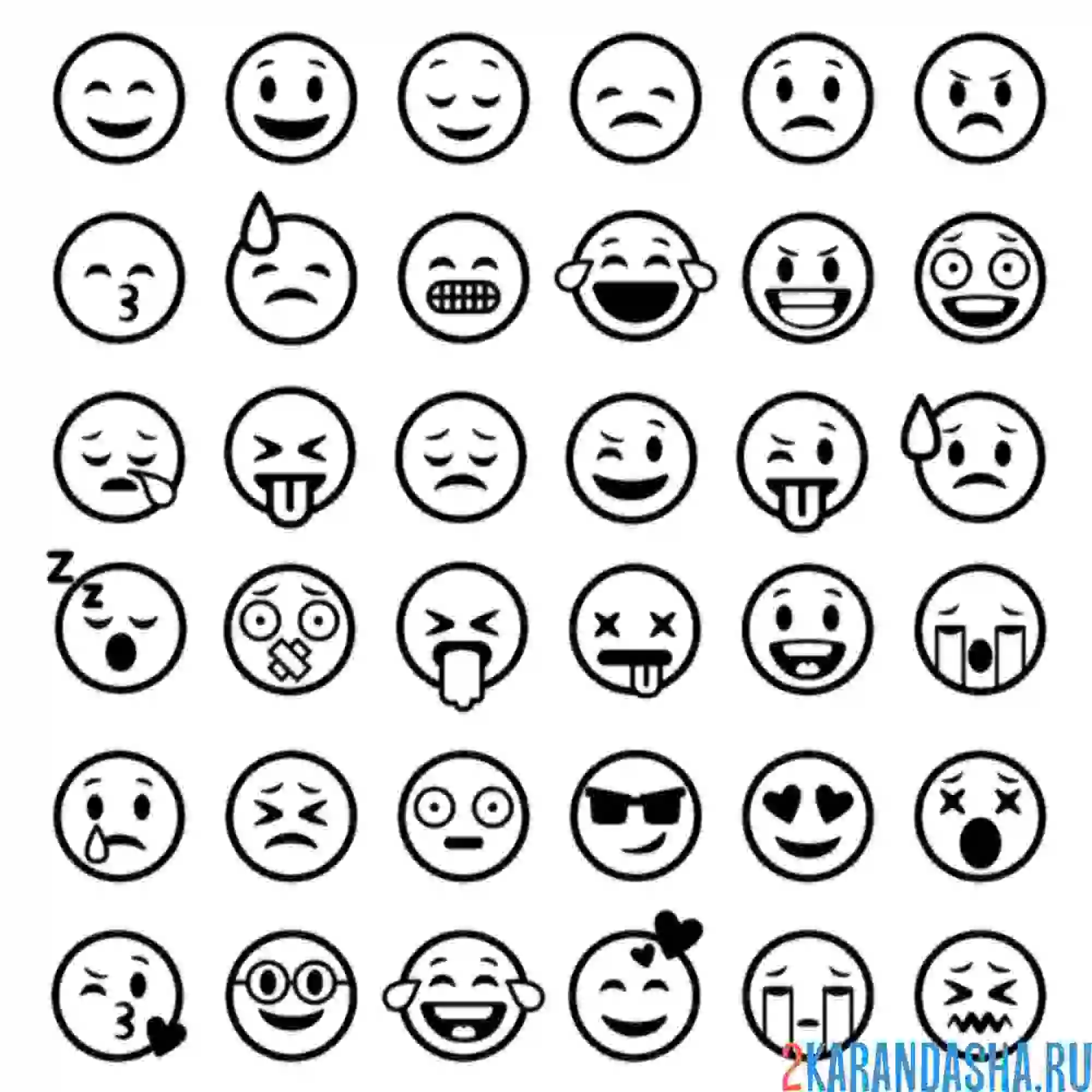Раскраска огромный выбор смайликов
