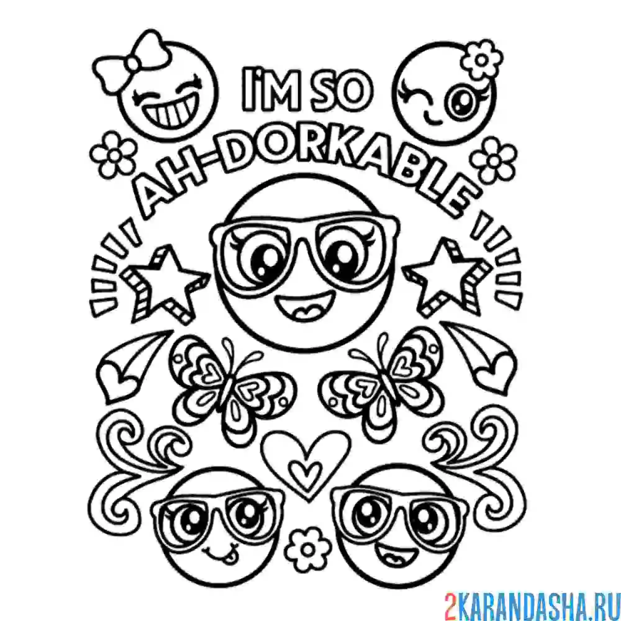 Раскраска коллаж из смайлов
