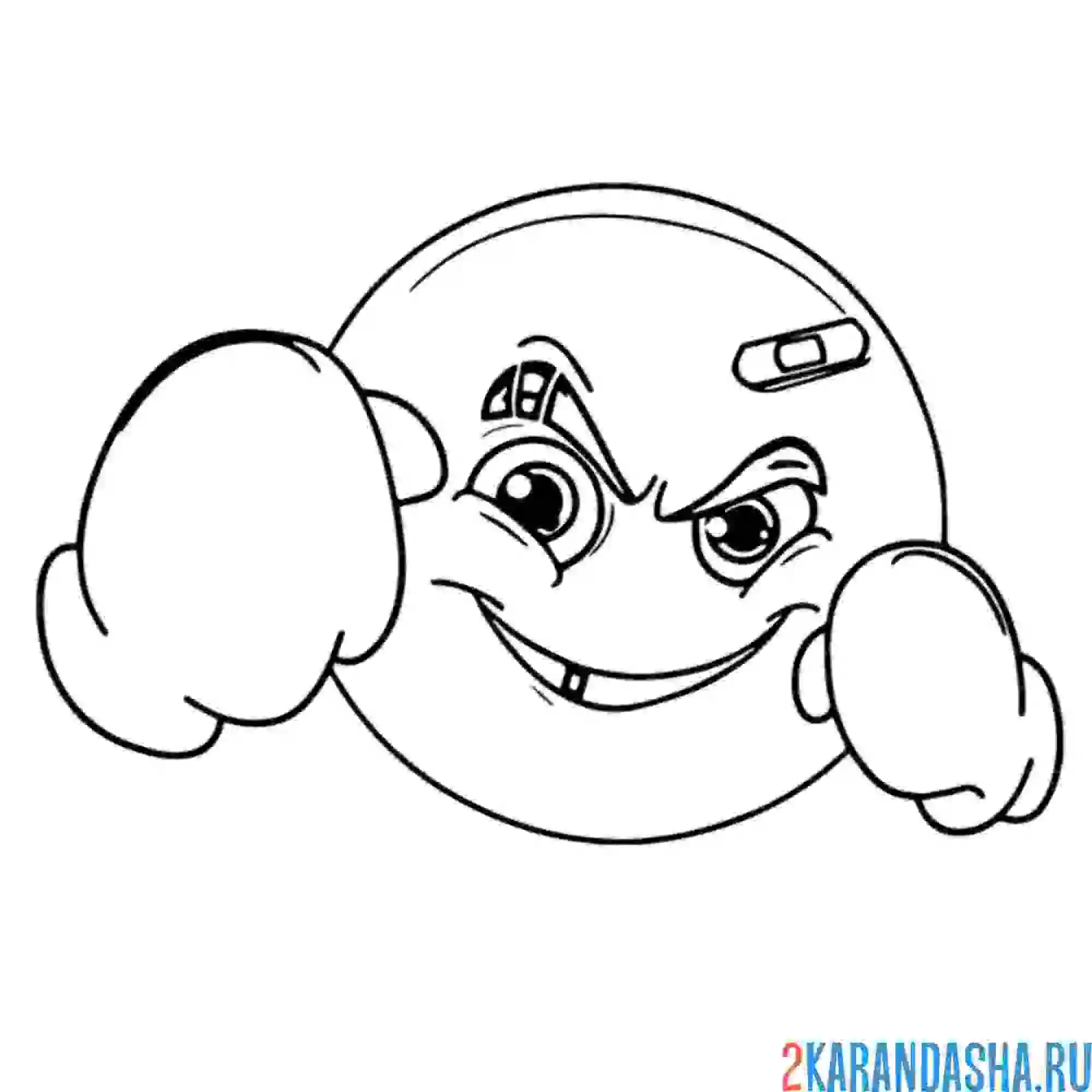 Раскраска смайлик боксер