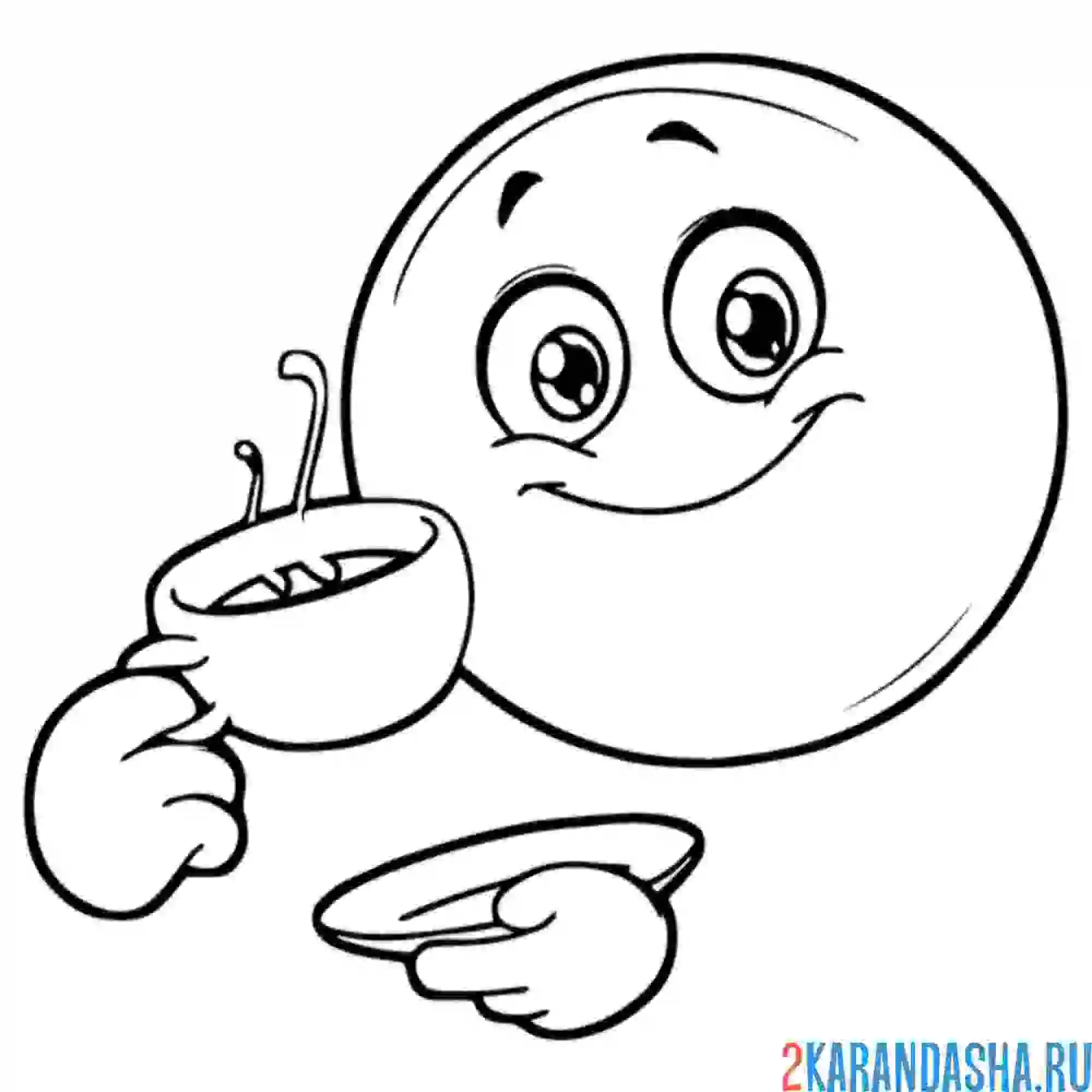 Раскраска смайлик кофе