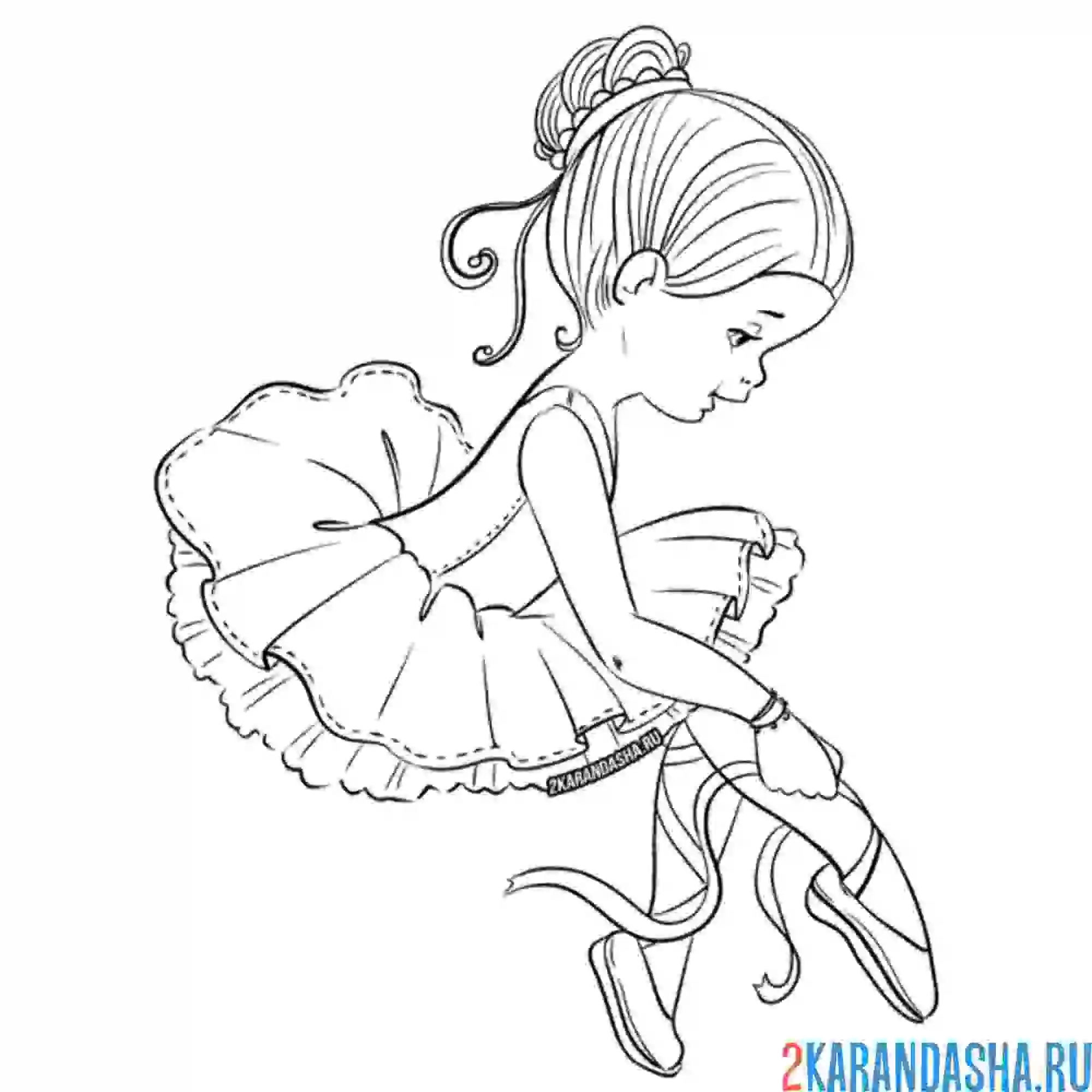 Раскраска балерина надевает пуанты