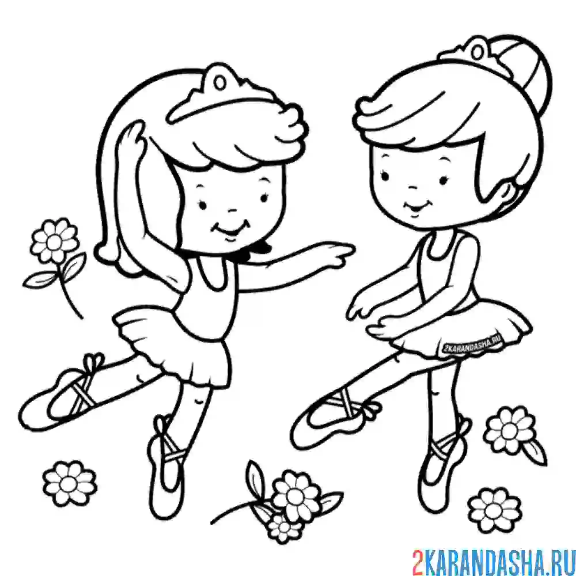 Раскраска две девочки балерины