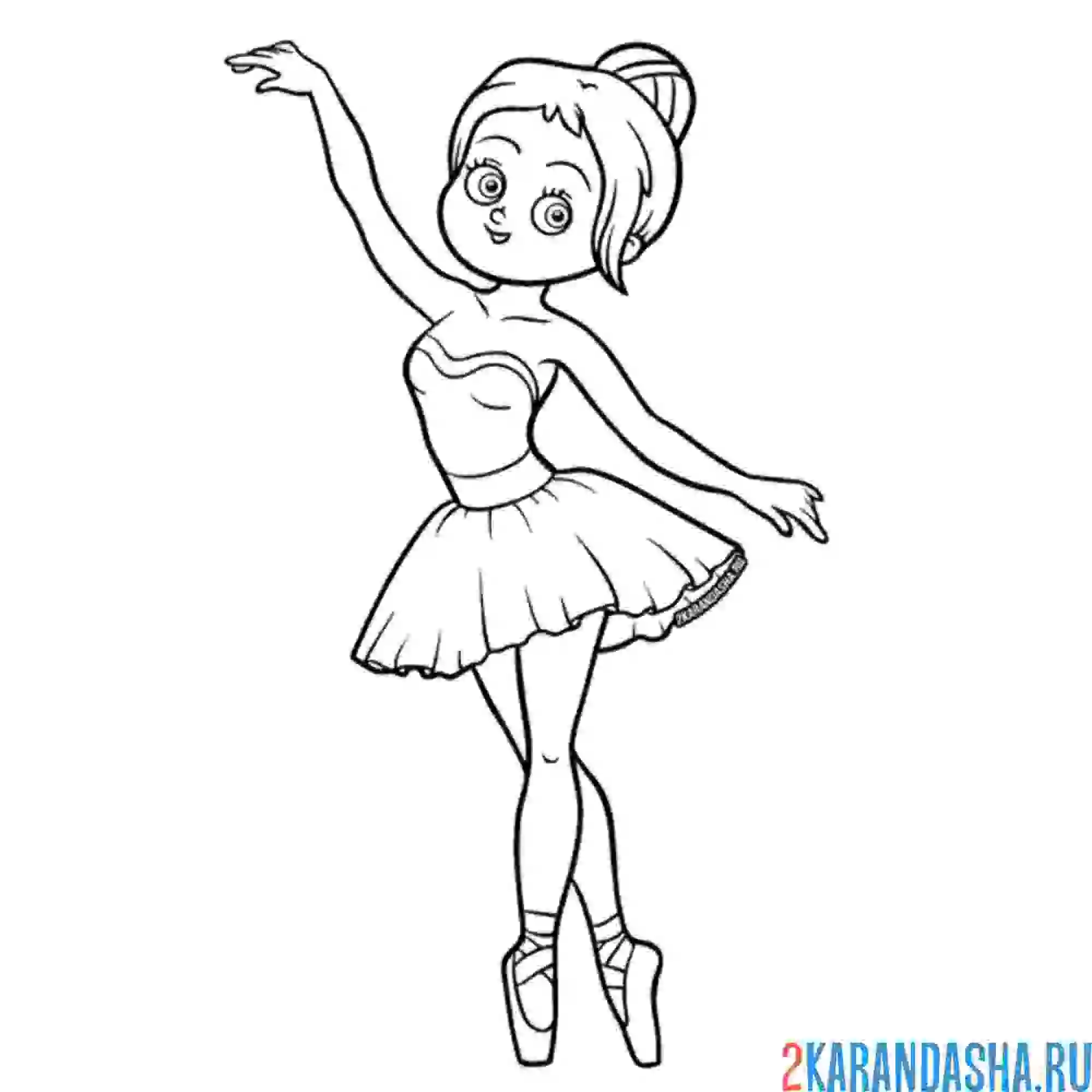 Раскраска балерина в красивом платье