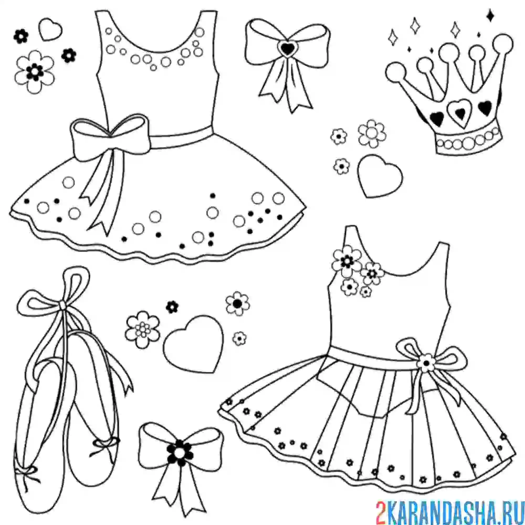 Раскраска наряды балерины