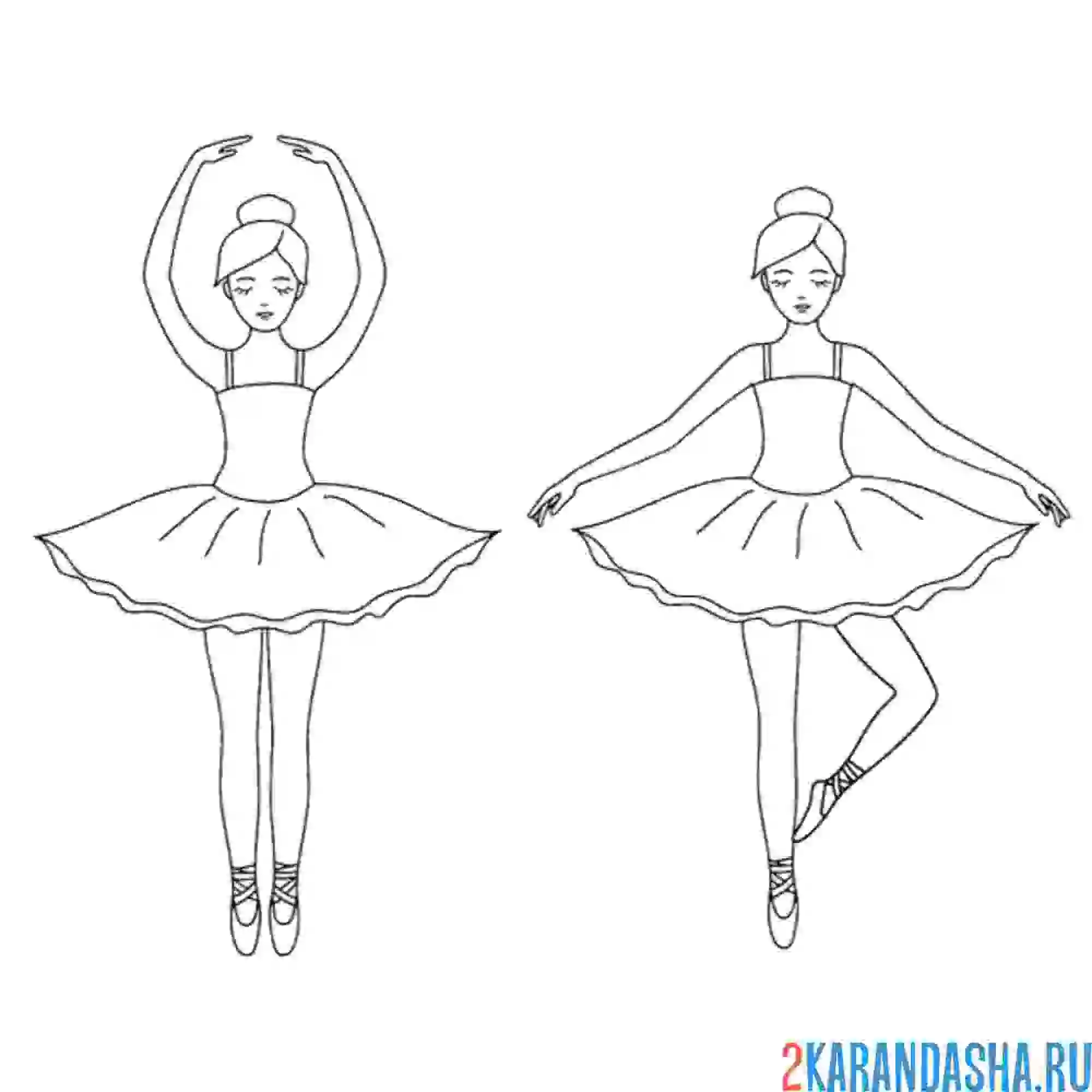 Раскраска две балерины танцуют