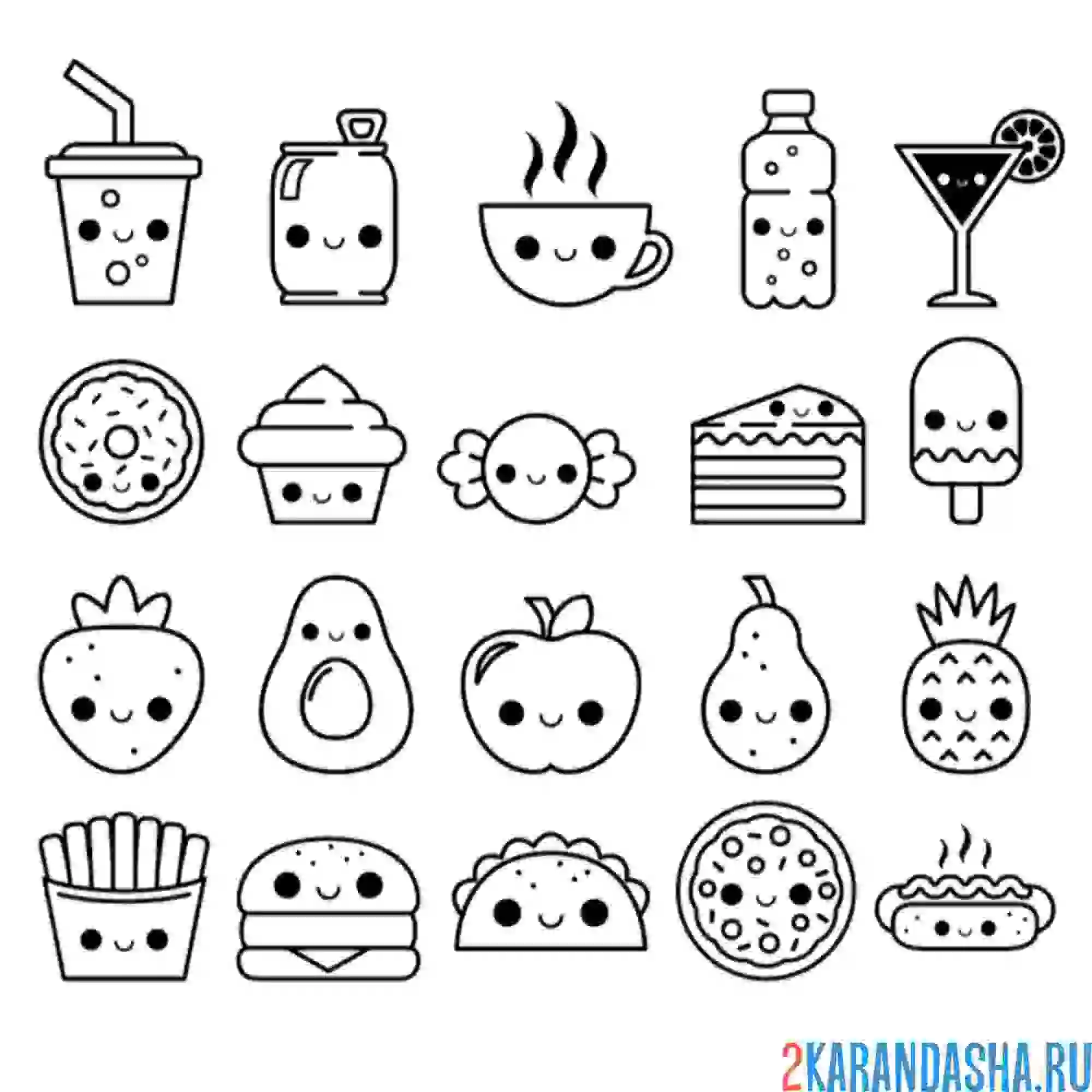 Раскраска наклейки, стикеры еда