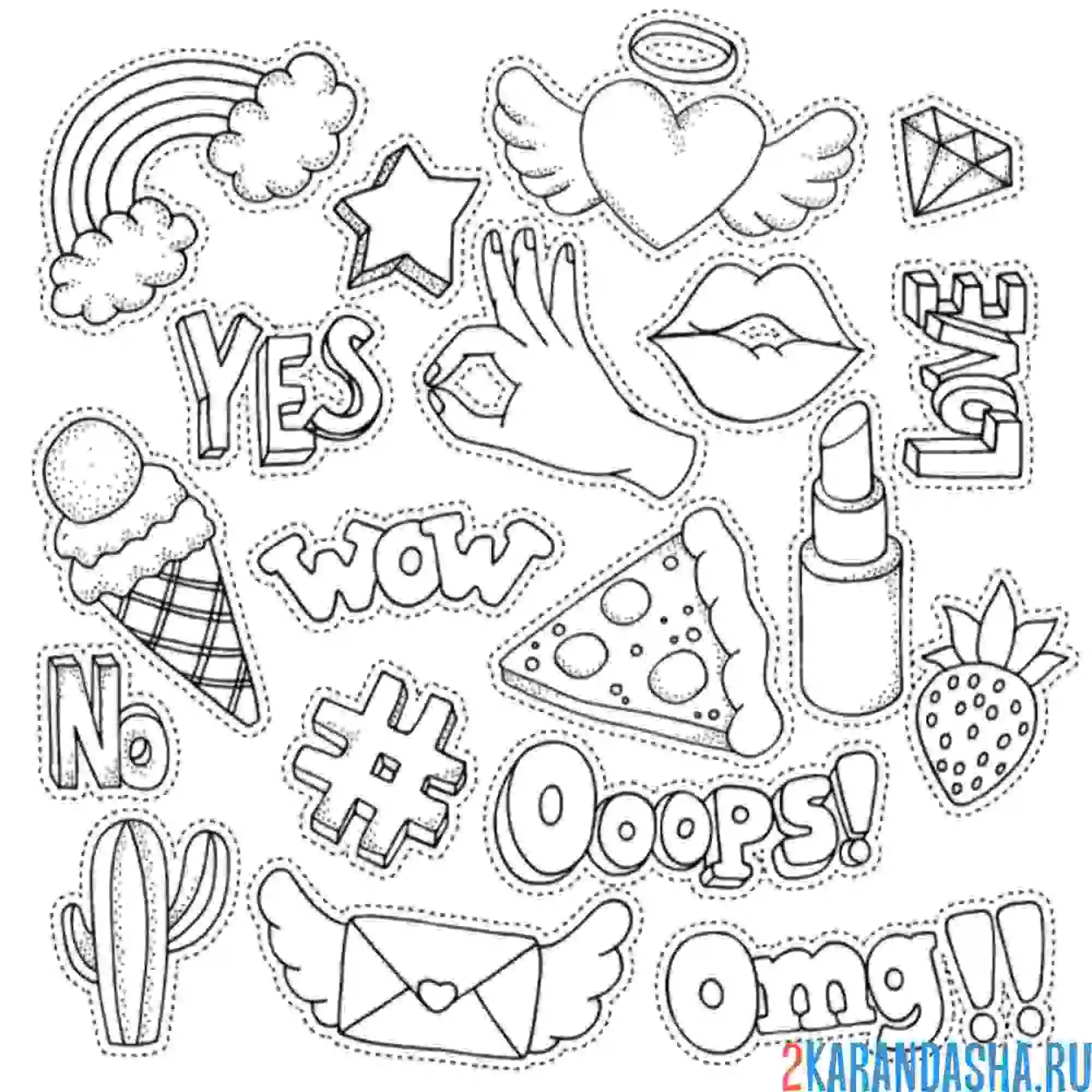 Раскраска наклейки девчачья тема