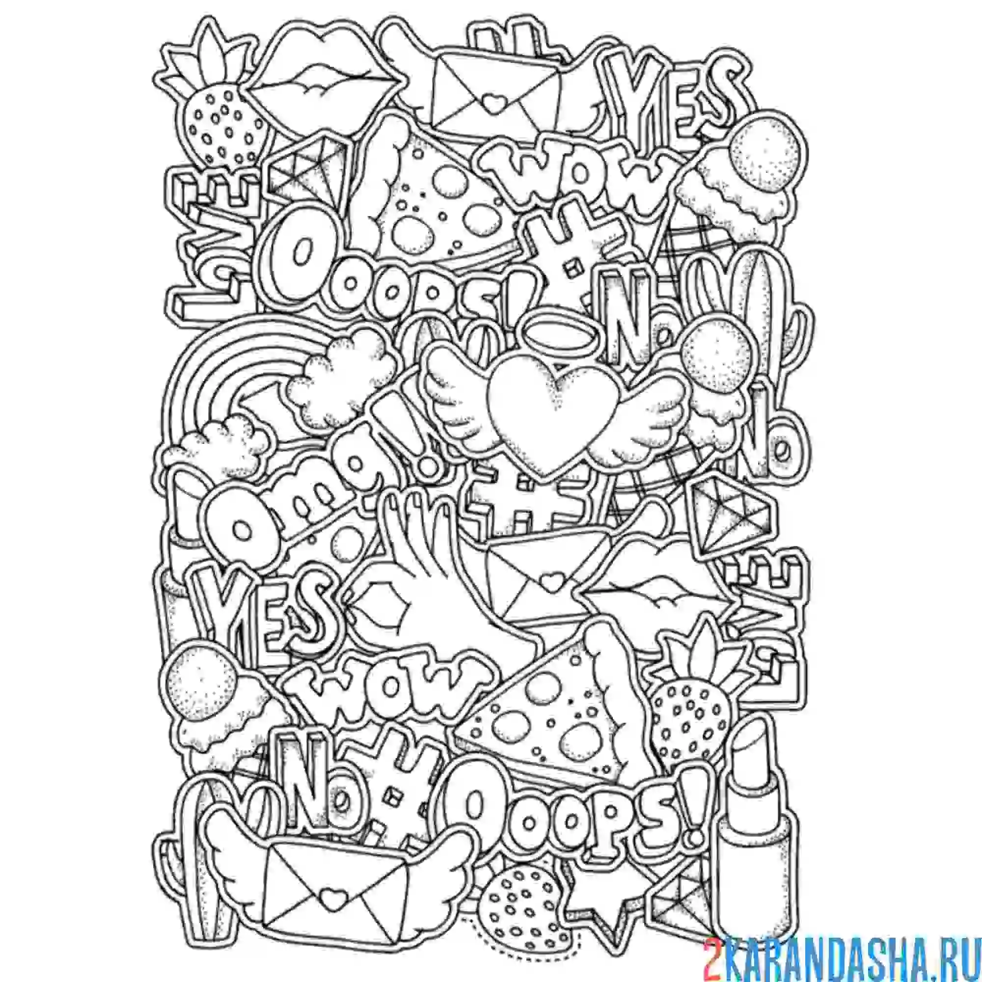 Раскраска коллаж девчачий