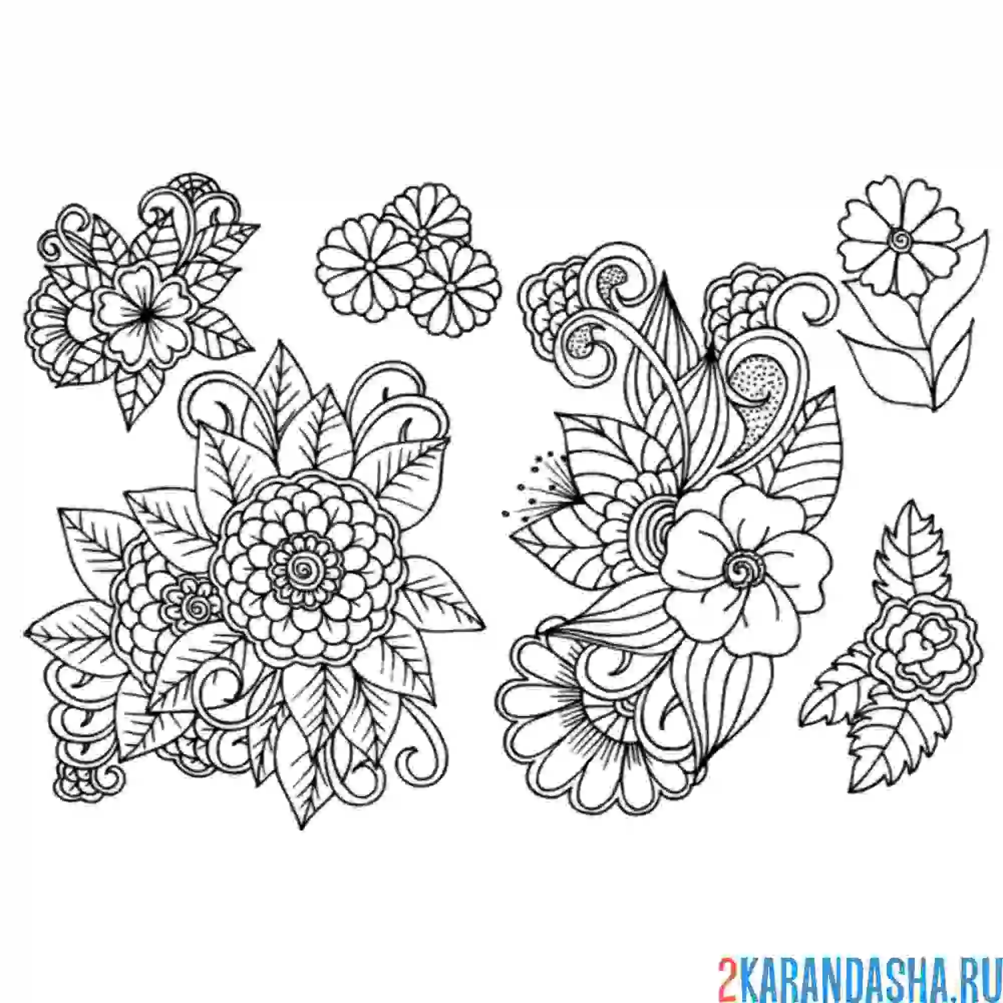 Раскраска наклейки цветы