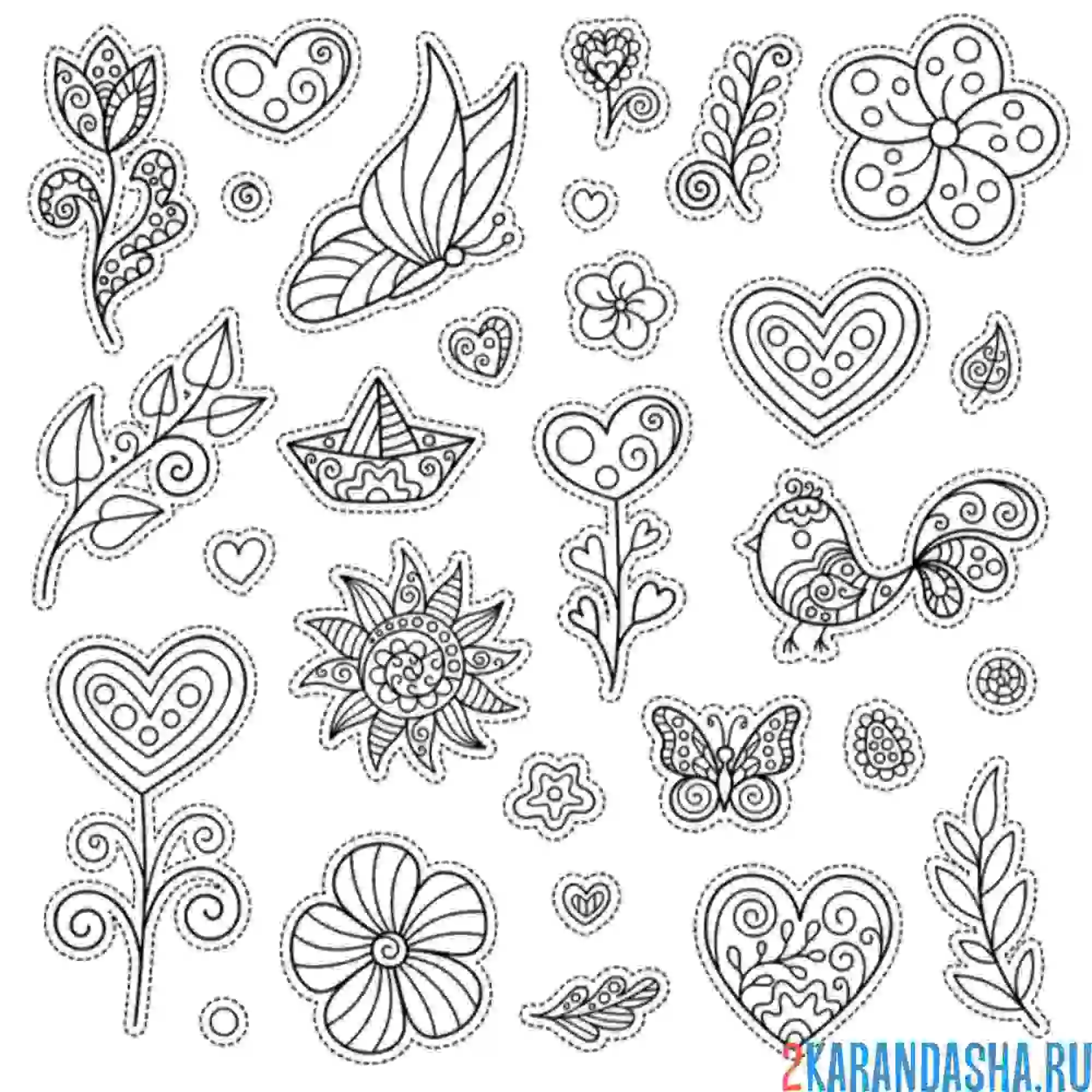 Раскраска наклейки узоры