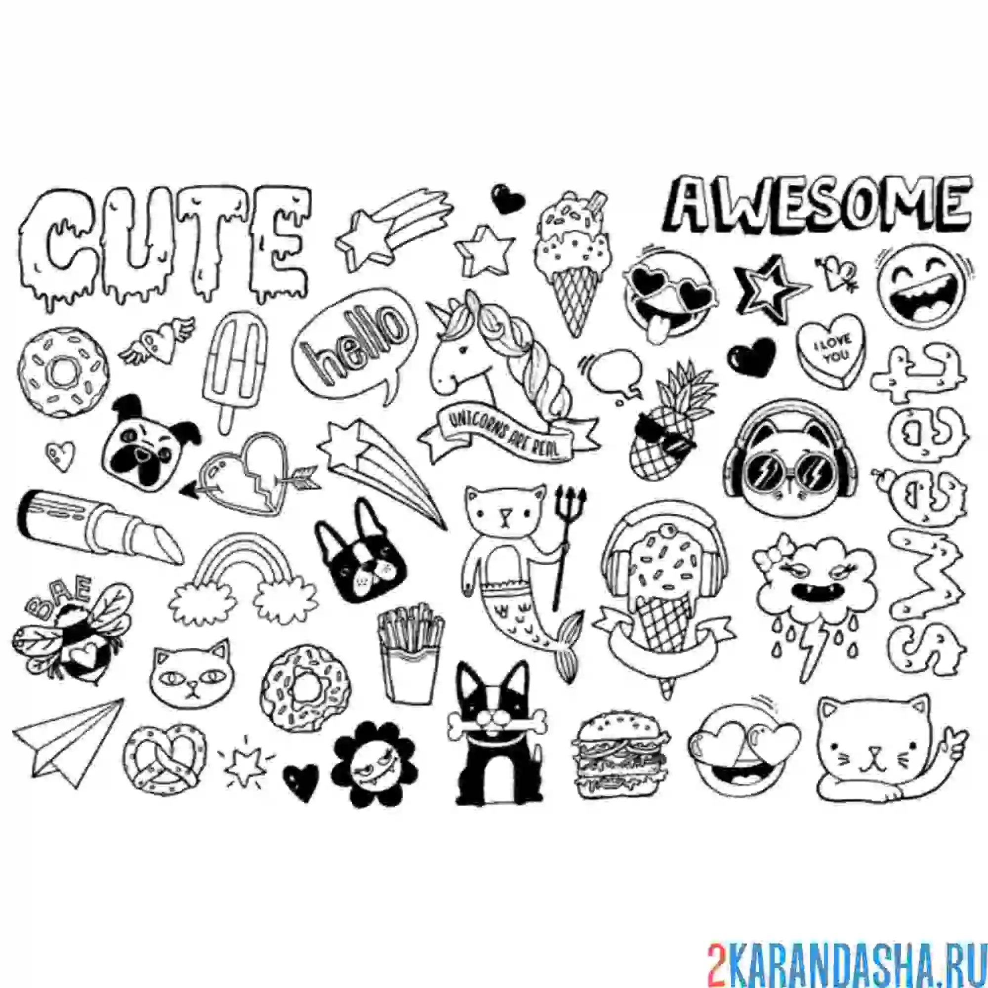 Раскраска наклейки набор милашек