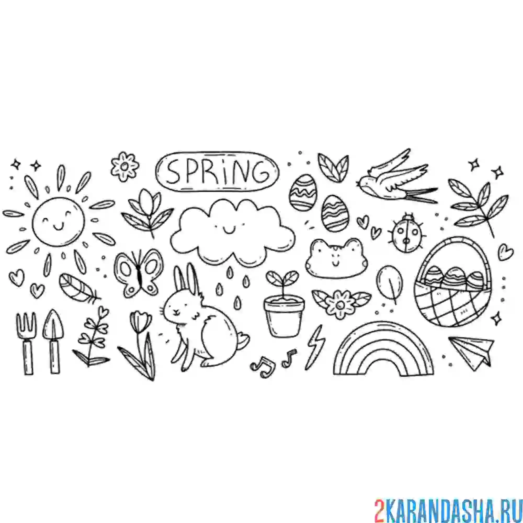 Раскраска наклейки весна