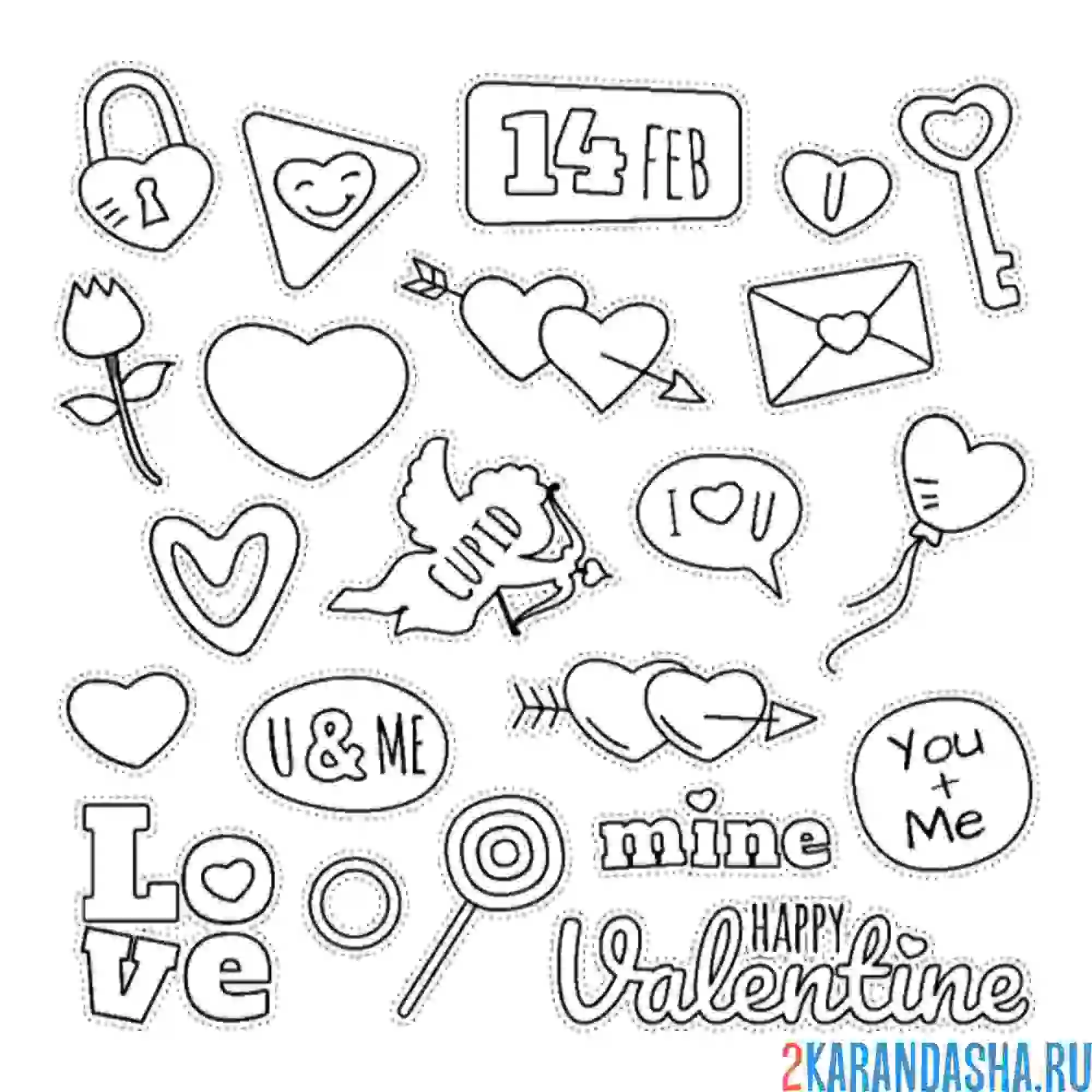 Раскраска наклейки признание в любви