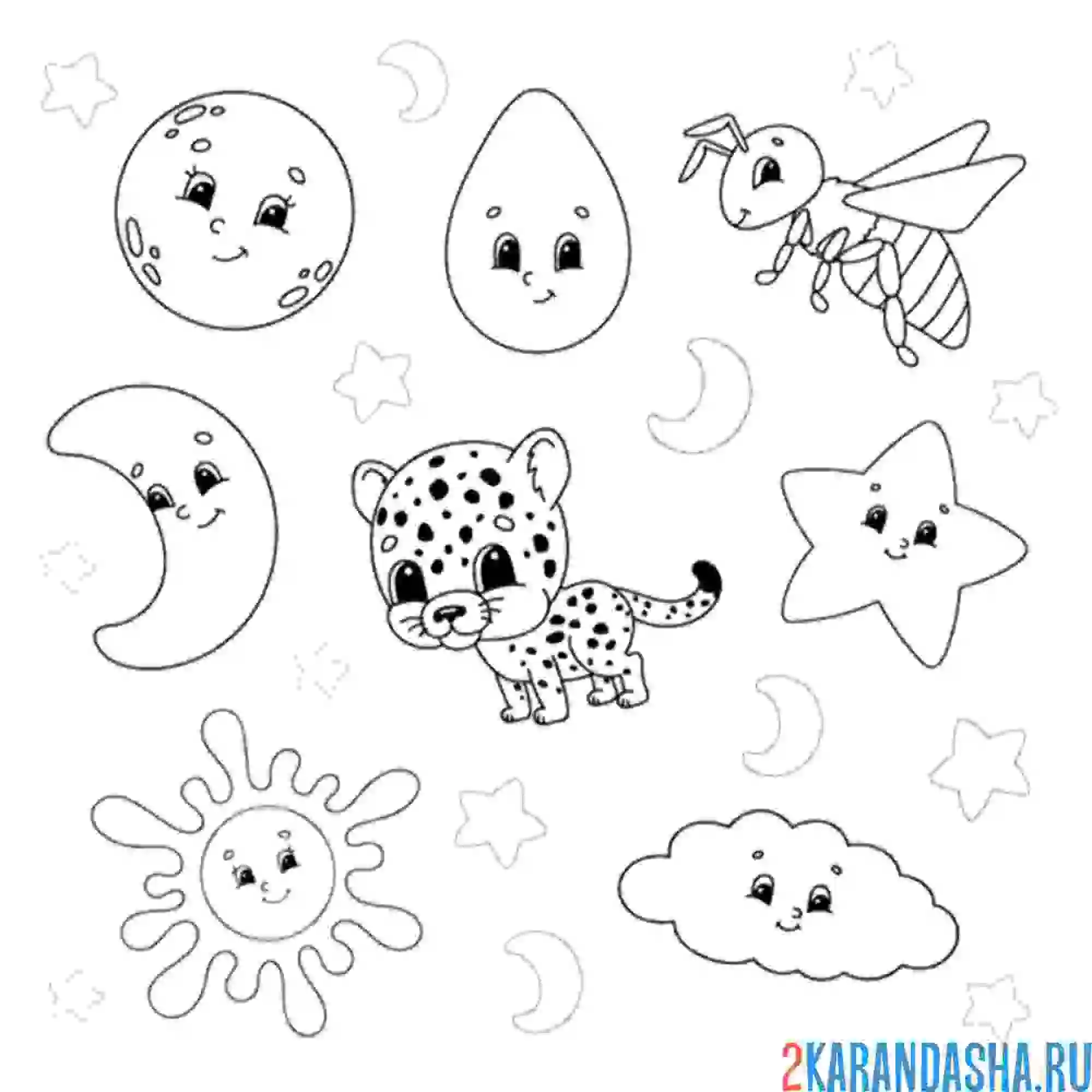 Раскраска наклейки звездный мир