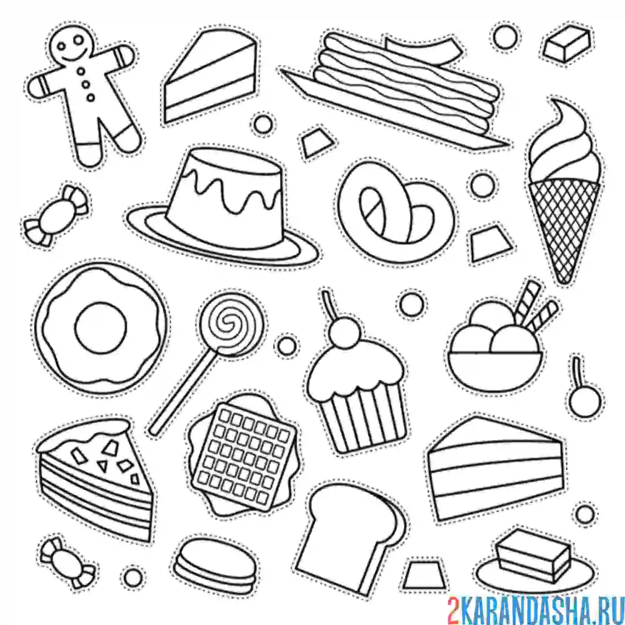 Раскраска наклейки кекс