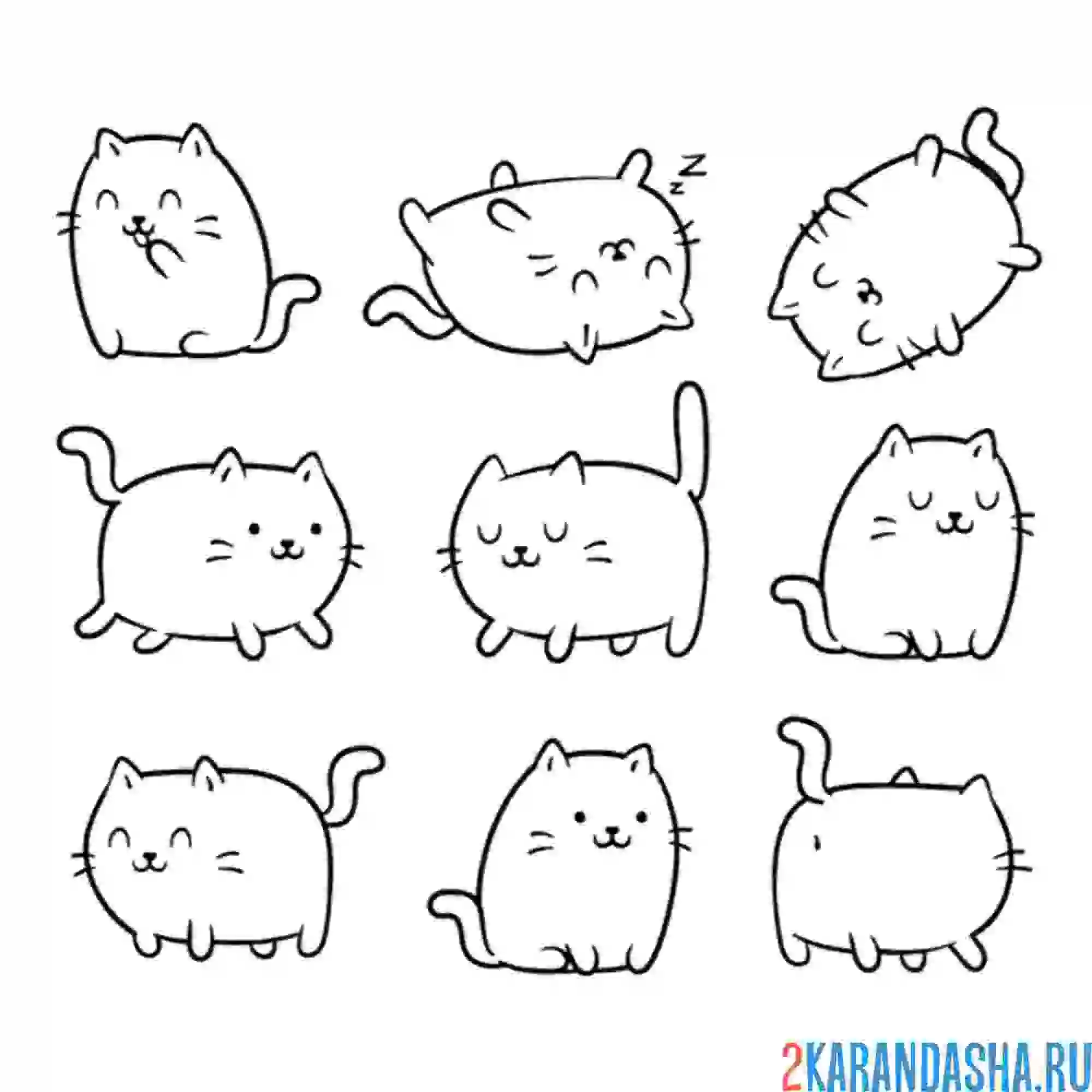 Раскраска наклейки кот-единорог