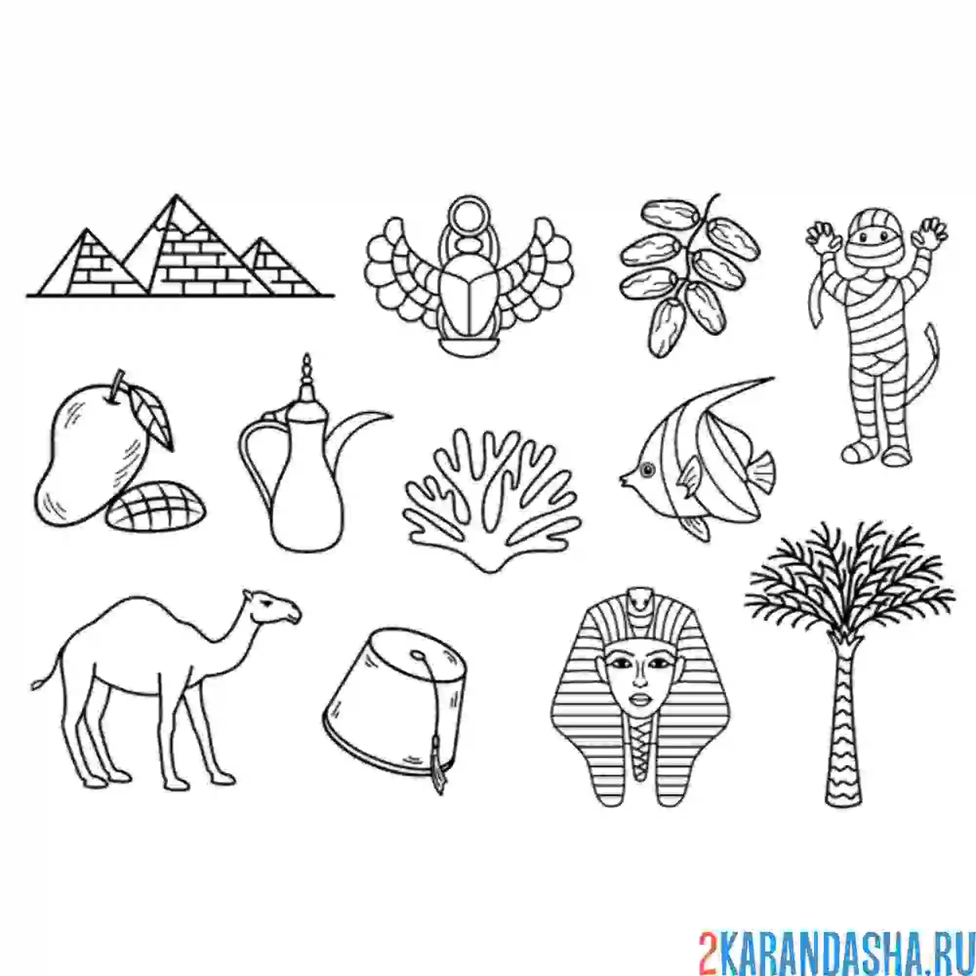 Раскраска наклейки египетская тема