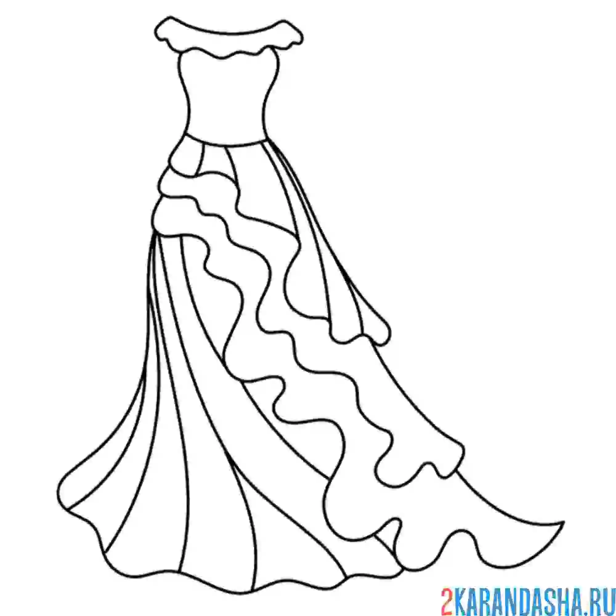 Раскраска платье с вырезом лодочка
