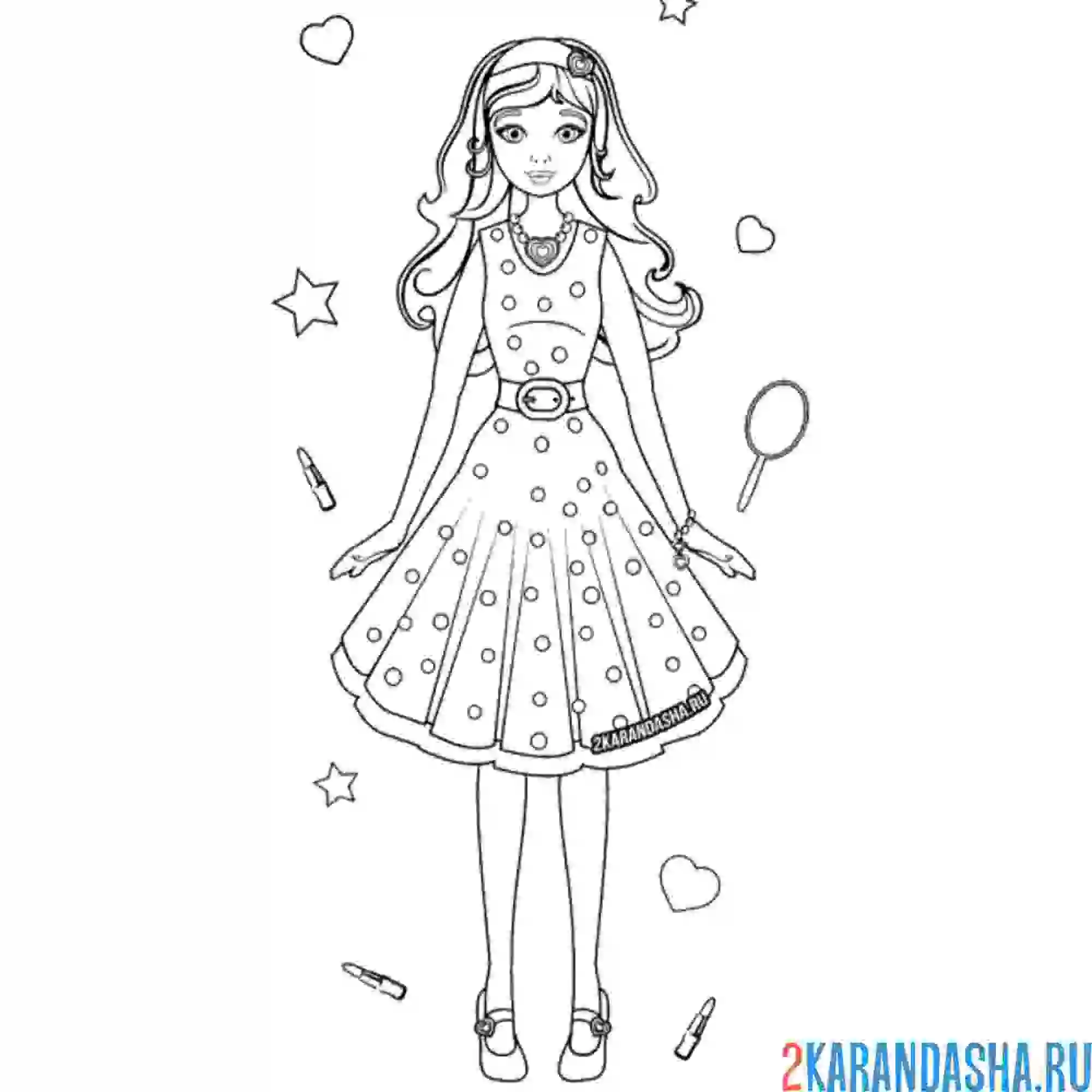 Раскраска девочка в платье