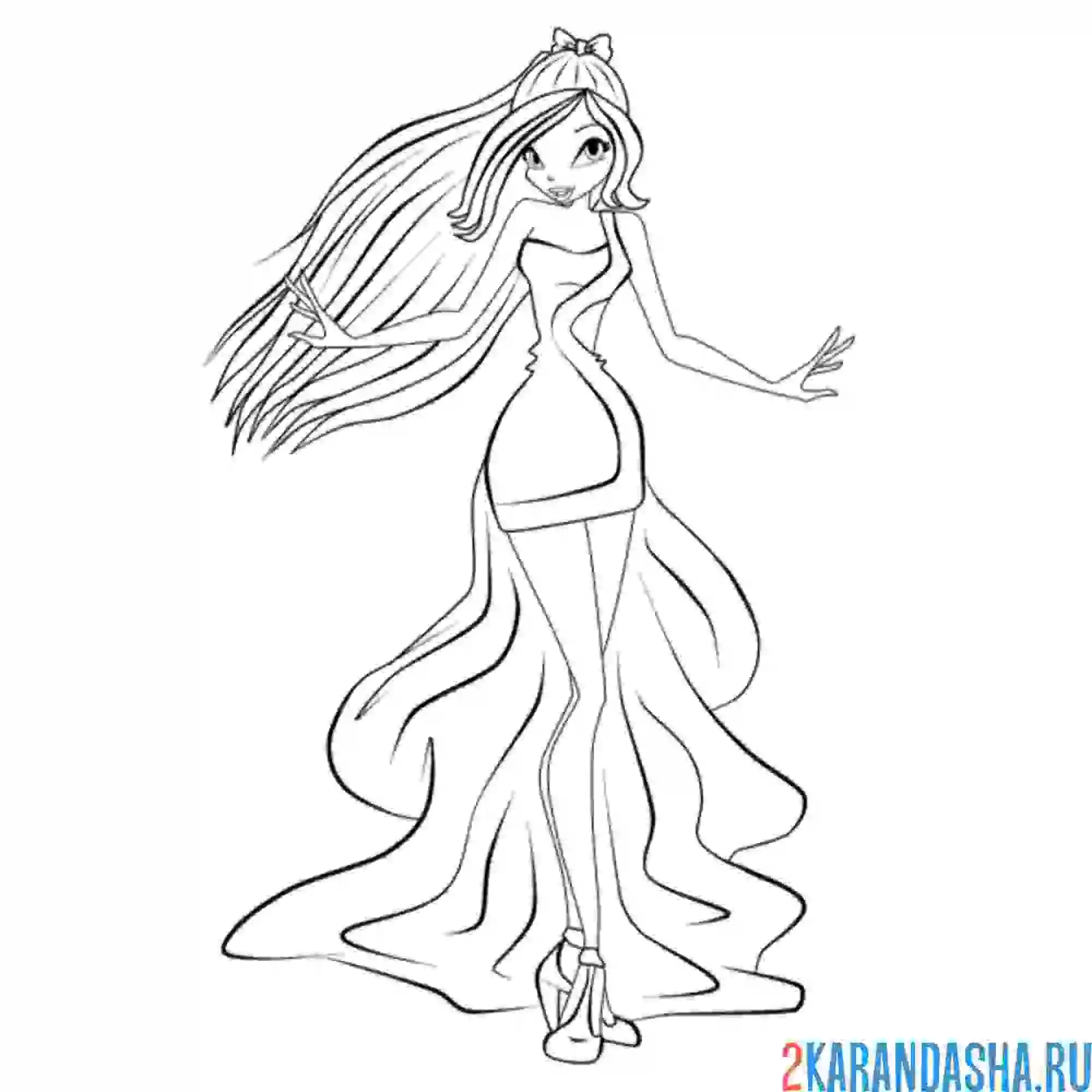 Раскраска winx в платье