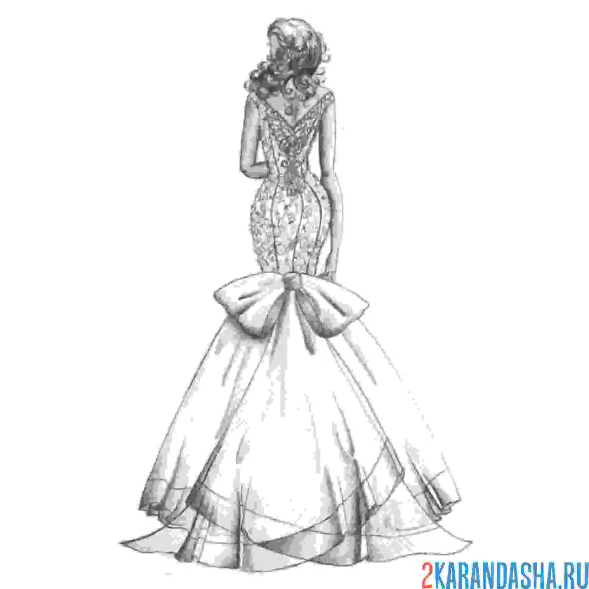 Раскраска красивое платье сзади