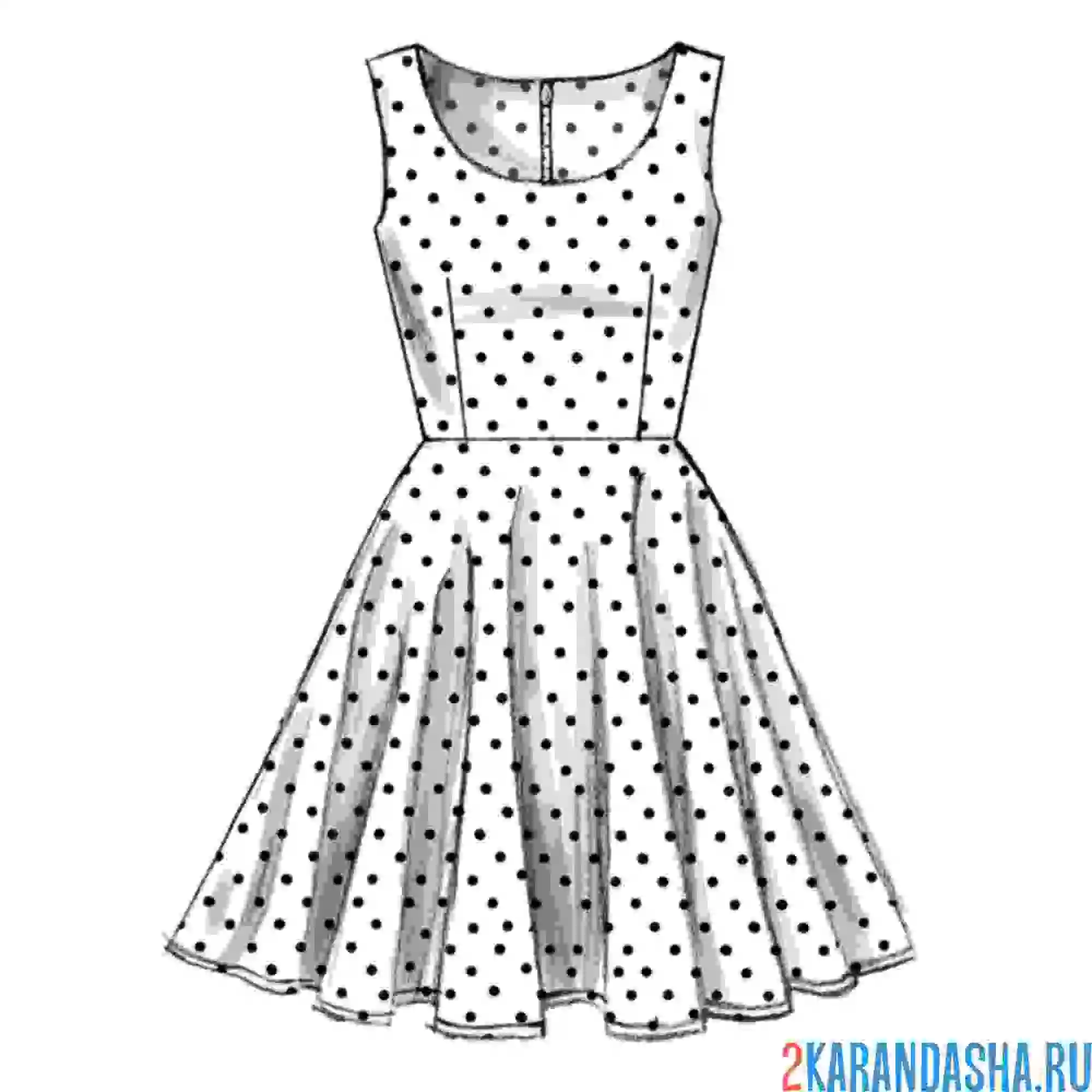 Раскраска платье в горох