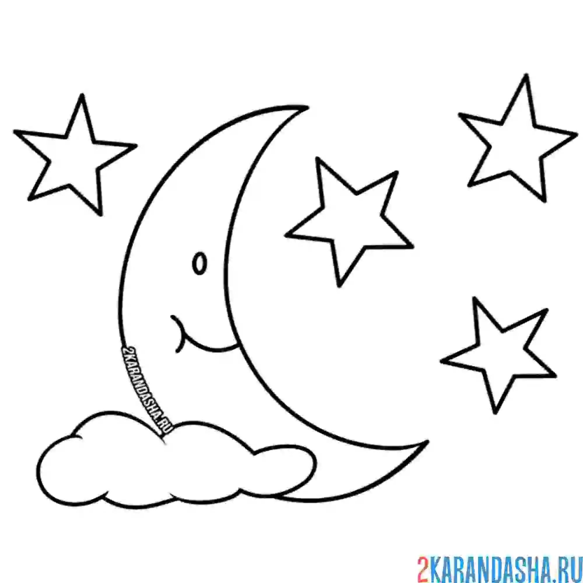 Раскраска луна вокруг звезд