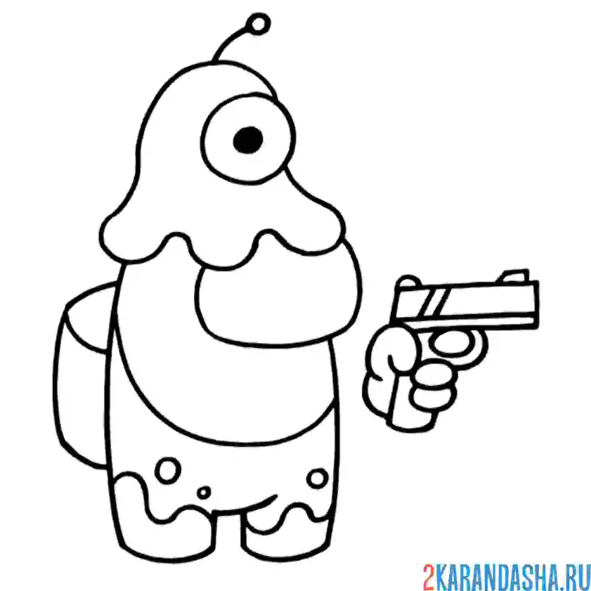 Раскраска амонг ас инопланетянин на голове