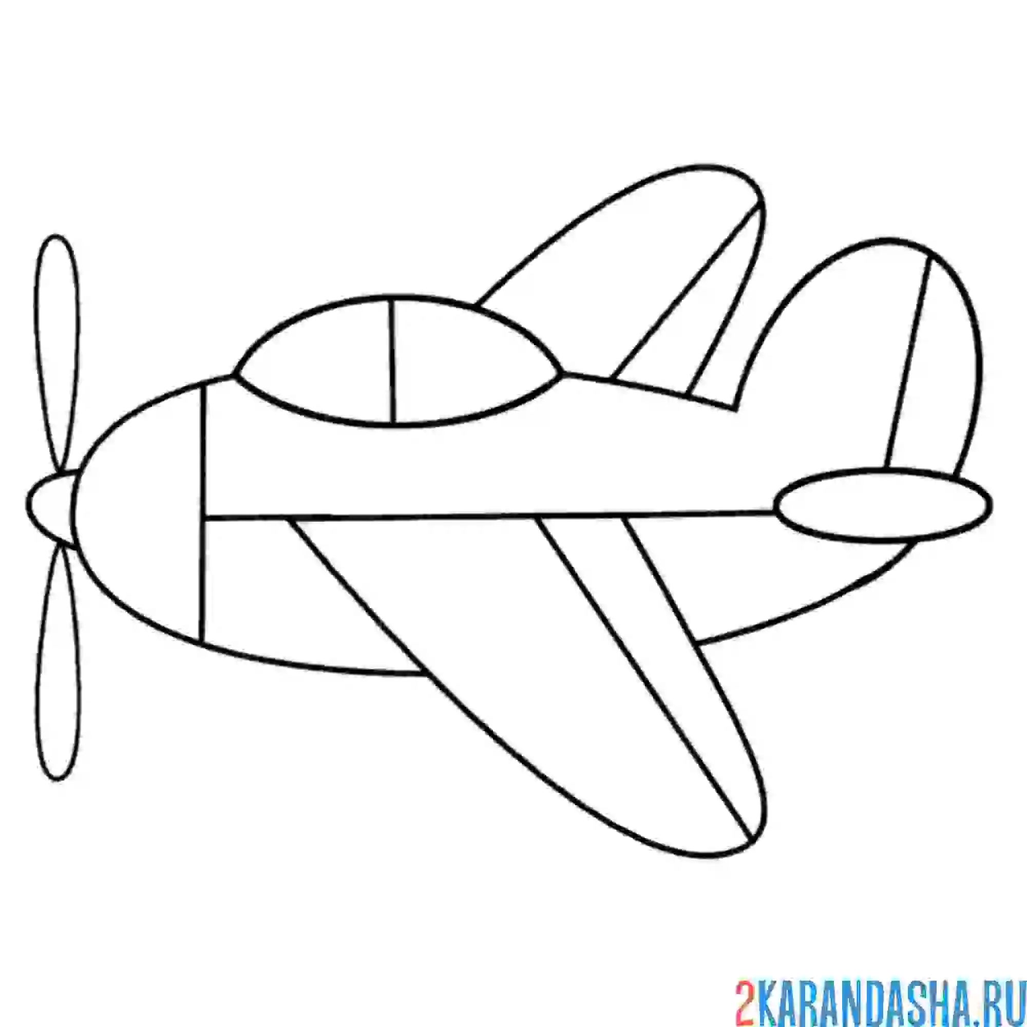 Раскраска маленький винтовой самолет